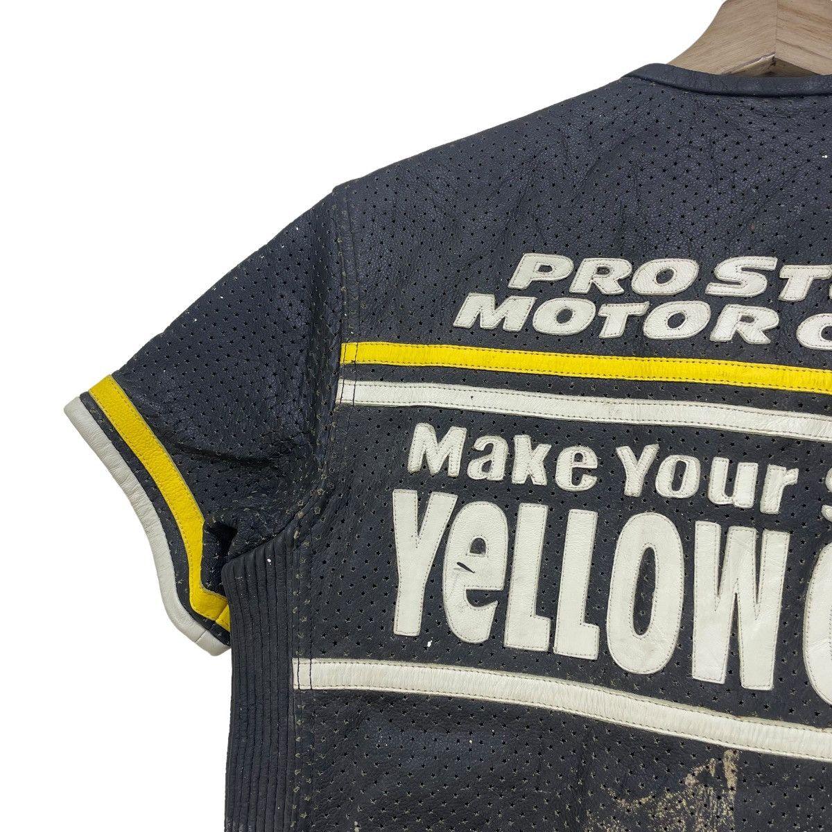 Japanese Brand Black Running Racing Yellowcorn GenuineLeather Short Sleeve Size US L / EU 52-54 / 3 - 8 Thumbnail