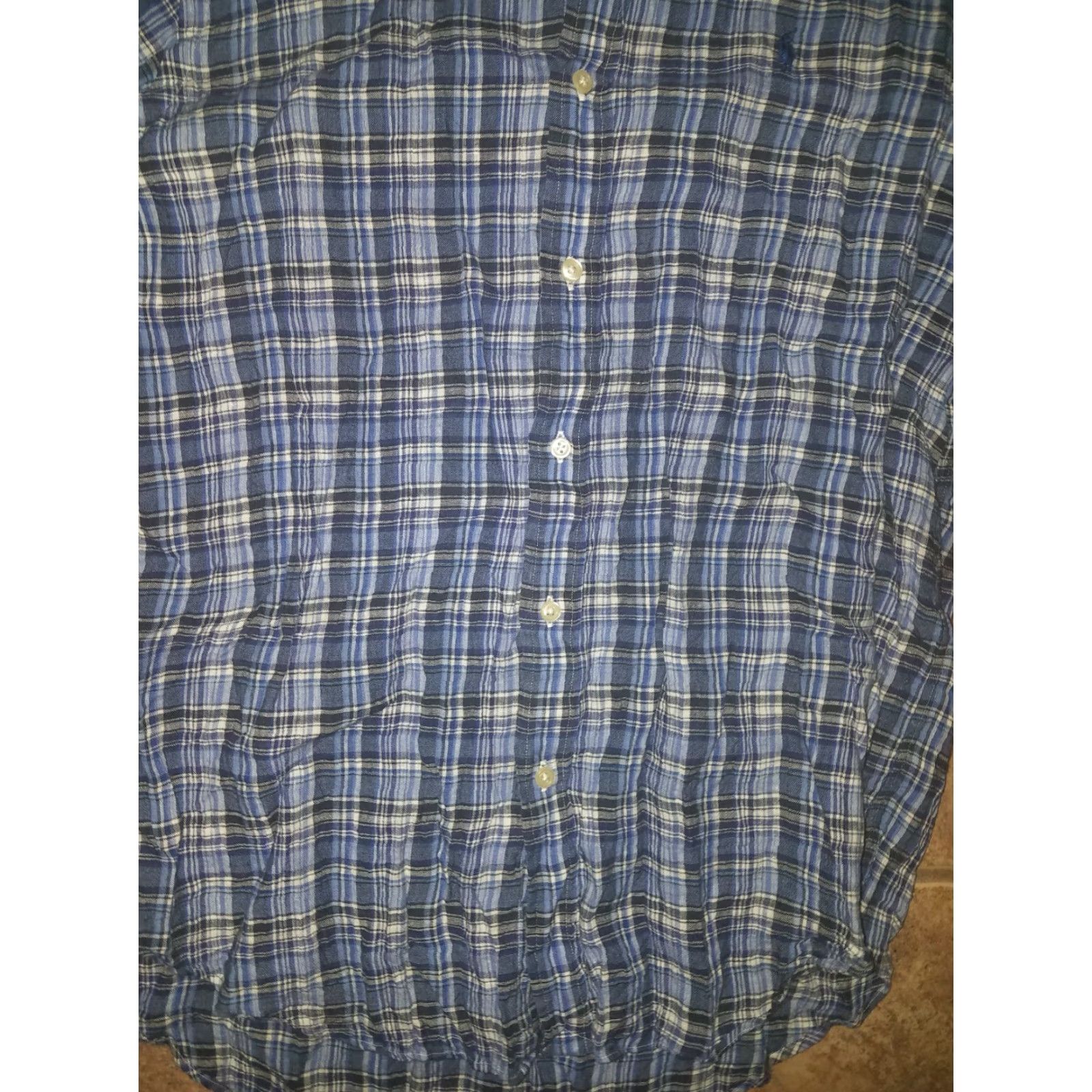 Ralph Lauren Ralph Lauren Plaid Button-Down Shirt Mens L Linen Blue Multicolor Long Sleeve Shirt Size US L / EU 52-54 / 3 - 3 Thumbnail