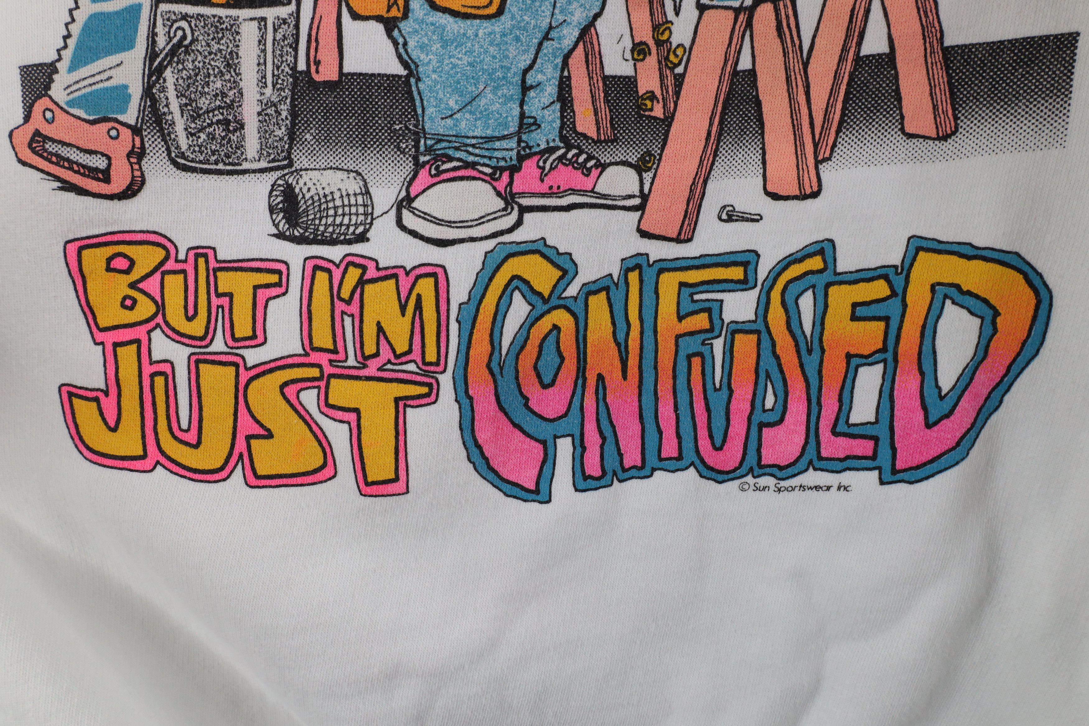 Vintage Vintage 90s I Busy But I'm Just Confused Cartoon Sweatshirt Size US XXL / EU 58 / 5 - 6 Thumbnail
