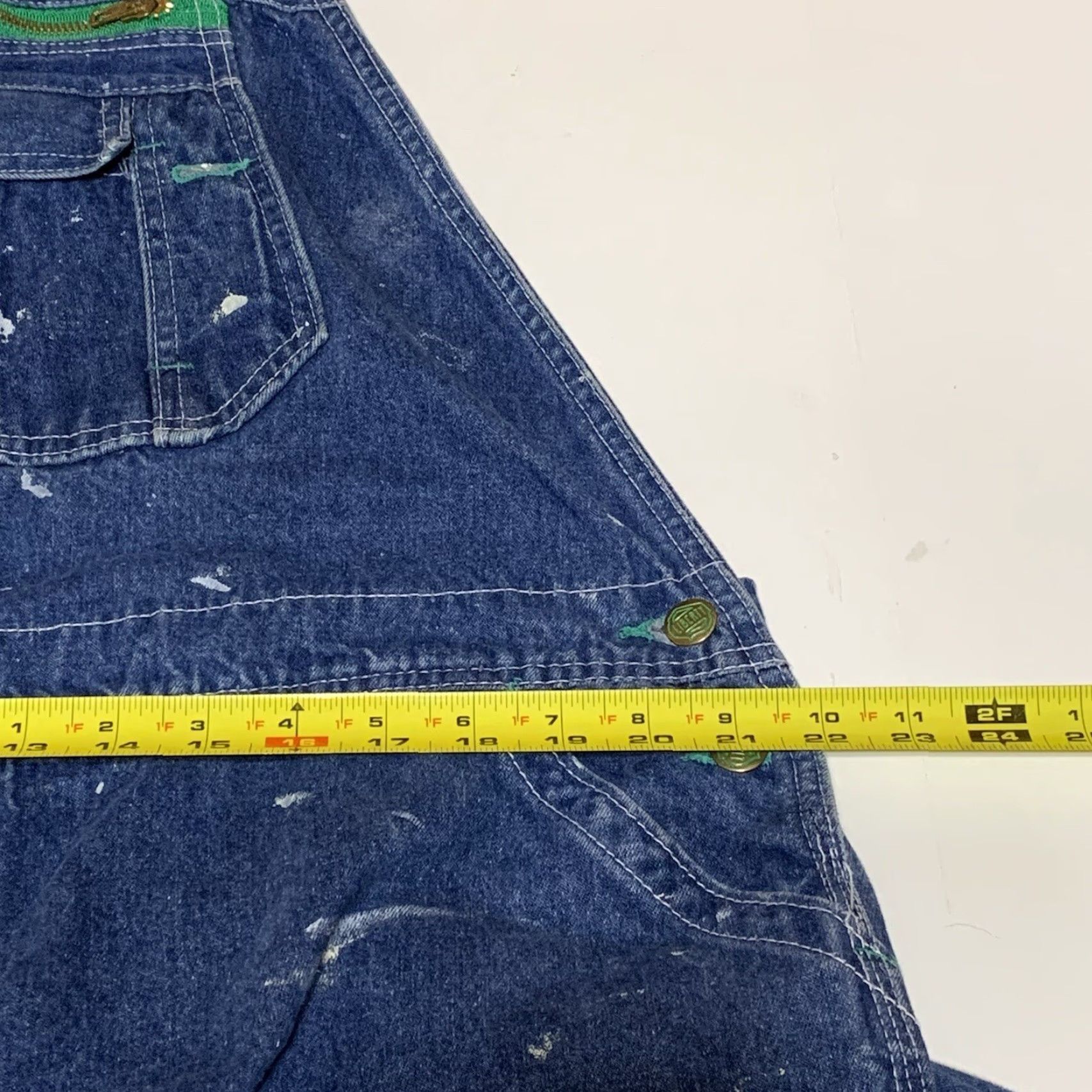 Denime VINTAGE Liberty Overalls Denim Blue Distressed Paint Stained Men’s 44x27 Overalls Mens Work Farm Pockets Jeans 44x27 Size US 44 / EU 60 - 6 Thumbnail