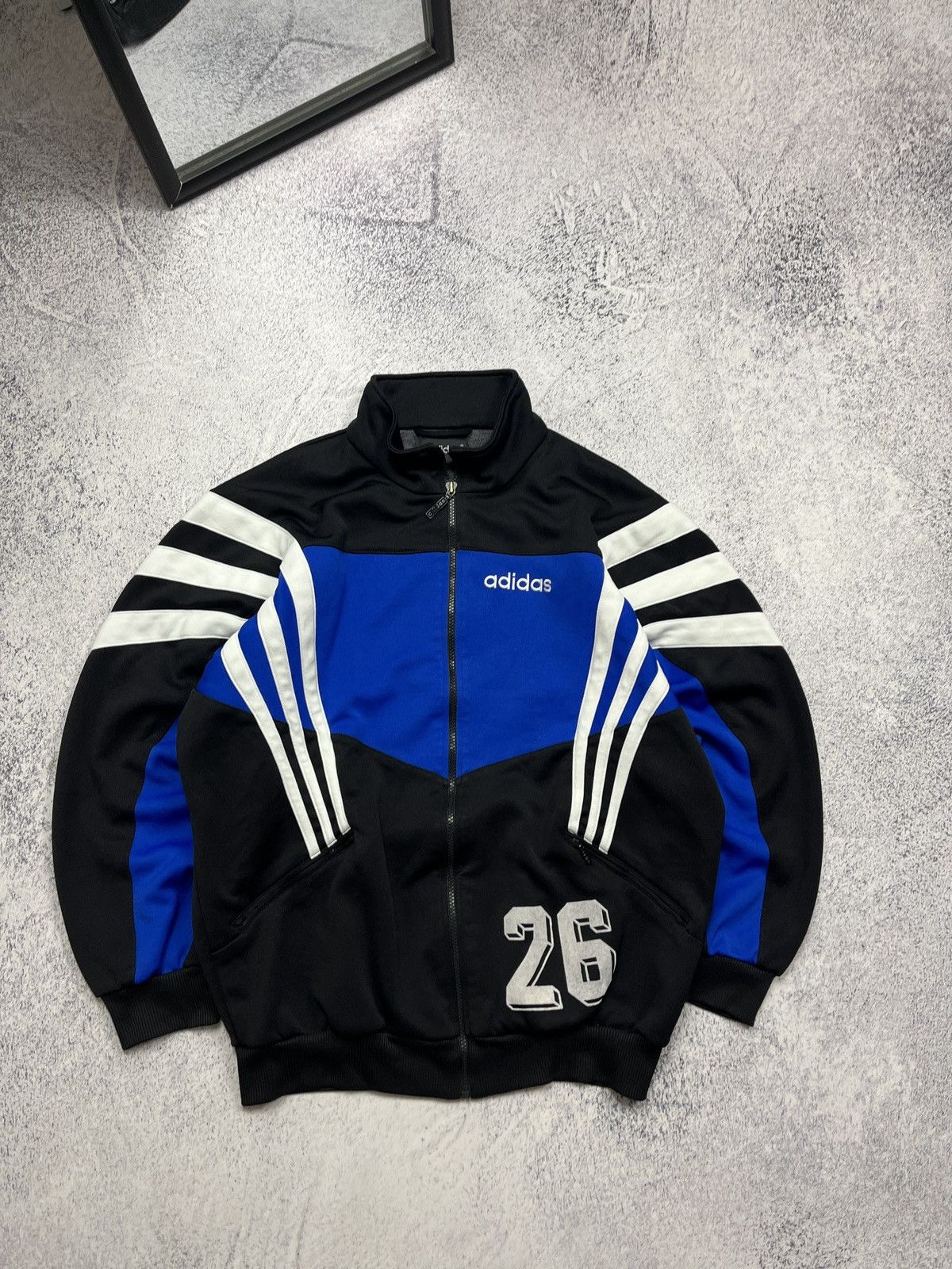 Adidas Rare Vintage Adidas Football Track Jacket Blue & Black 90’s Size US L / EU 52-54 / 3 - 1 Thumbnail