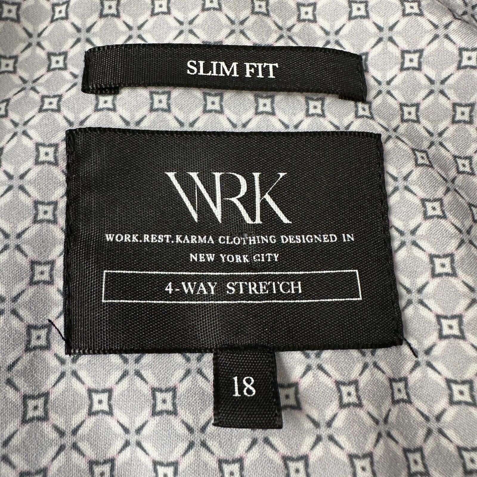 Other WRK Dress Shirt Men’s 18 Gray 4 Way Stretch Slim Fit Size US XL / EU 56 / 4 - 6 Thumbnail
