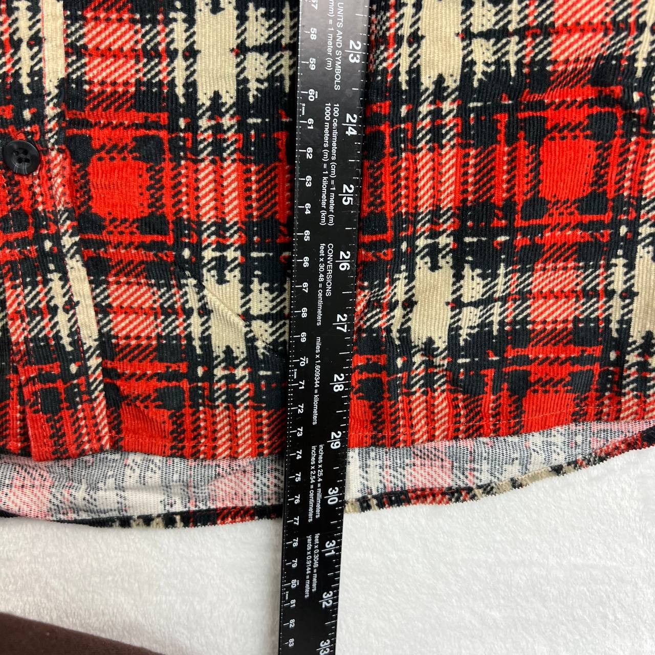 Bdg BDG Shirt Mens Red Plaid Corduroy Button Down Cotton XL Size US XL / EU 56 / 4 - 5 Thumbnail