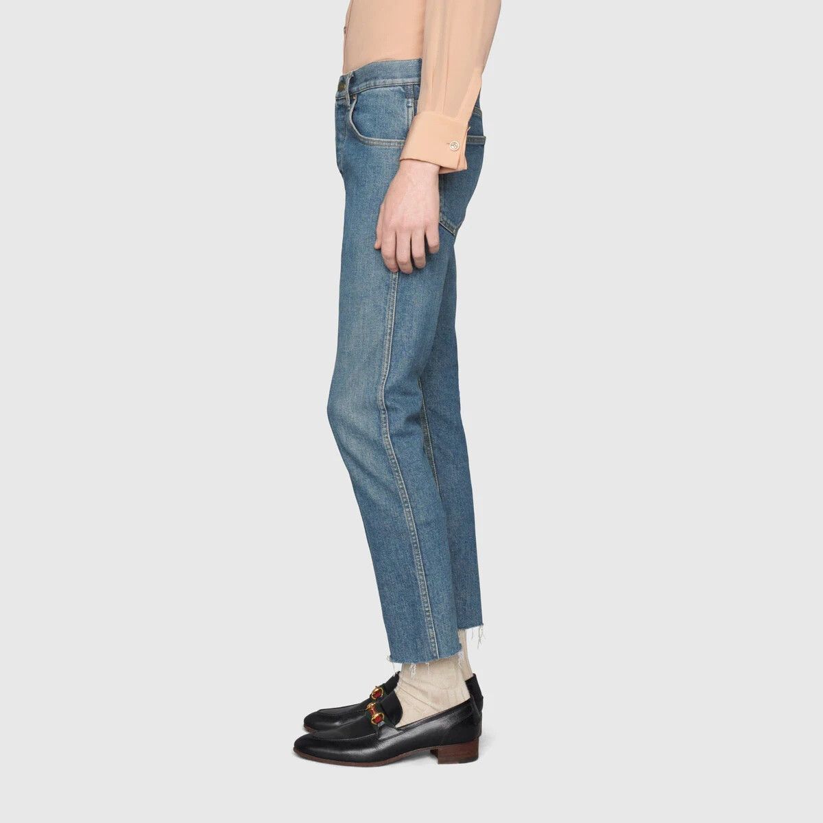 Gucci oc11z1025 Stretch Denim Pant With Raw Cut Hem in Blue Size US 32 / EU 48 - 4 Thumbnail