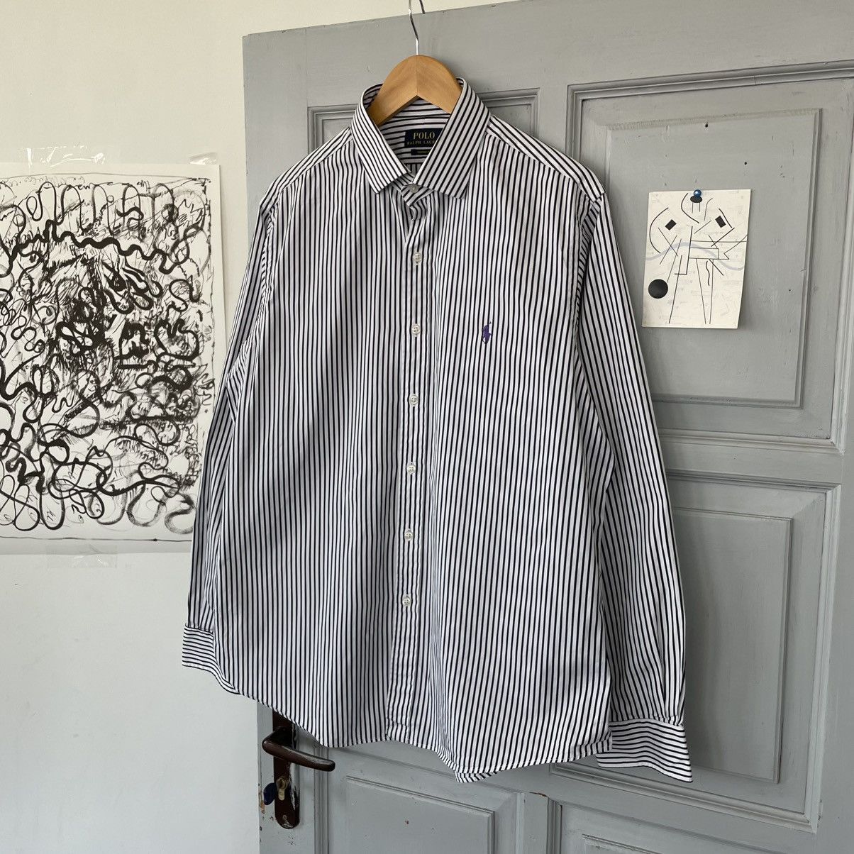 Polo Ralph Lauren Vintage Polo Ralph Lauren Striped Shirt purple logo Size US L / EU 52-54 / 3 - 6 Thumbnail