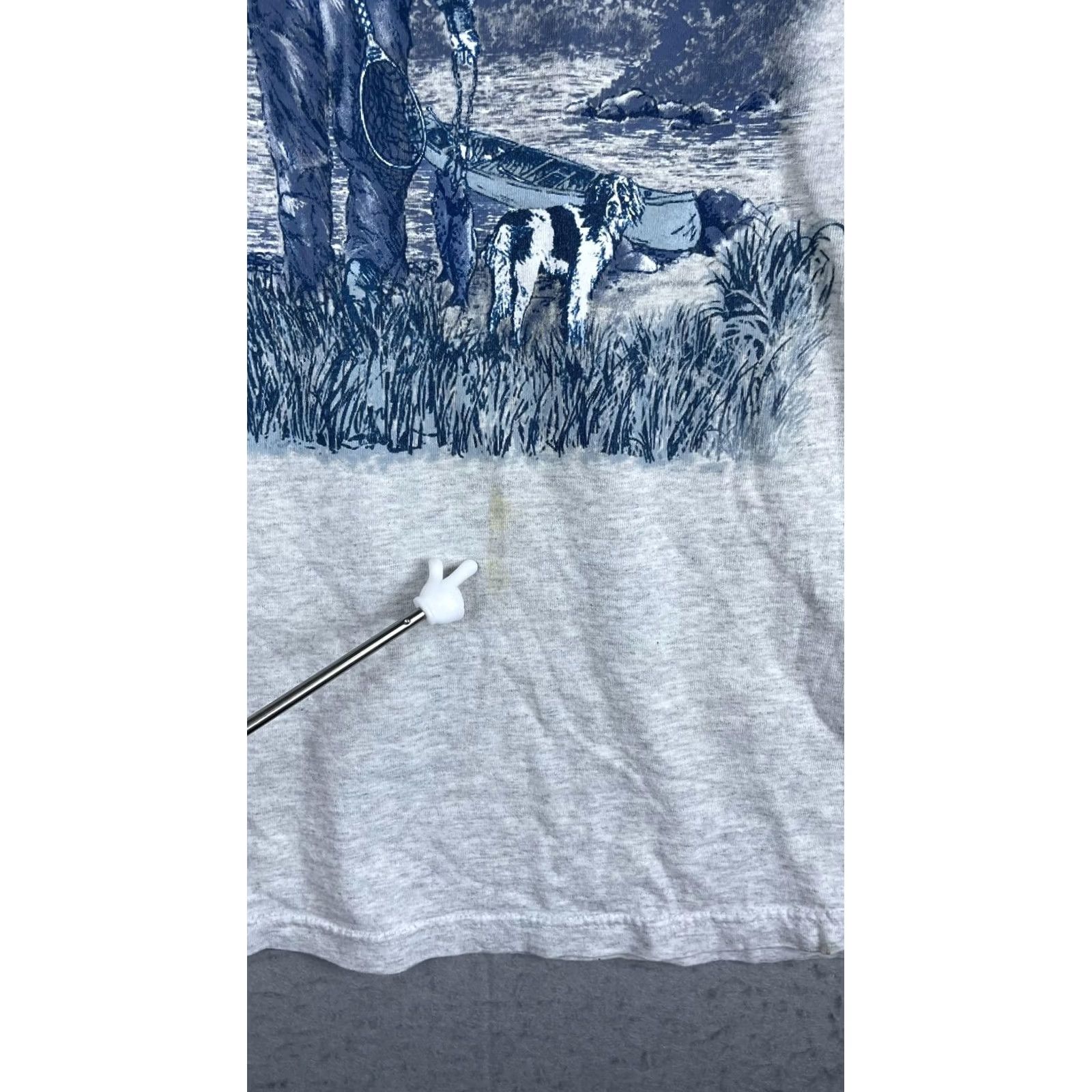 Tultex VINTAGE Tultex Shirt Mens L Gray Grampa The Greatest Fishing Graphic Tee T-Shirt Size US L / EU 52-54 / 3 - 6 Thumbnail