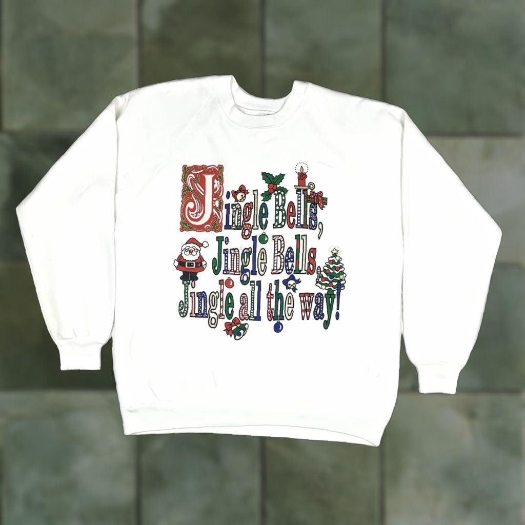 Jerzees VINTAGE JERZEES Sweatshirt Christmas 90s XL White Women Pullover Crew Neck Long Sleeve 25in 22.5in Size XL / US 12-14 / IT 48-50 - 1 Thumbnail