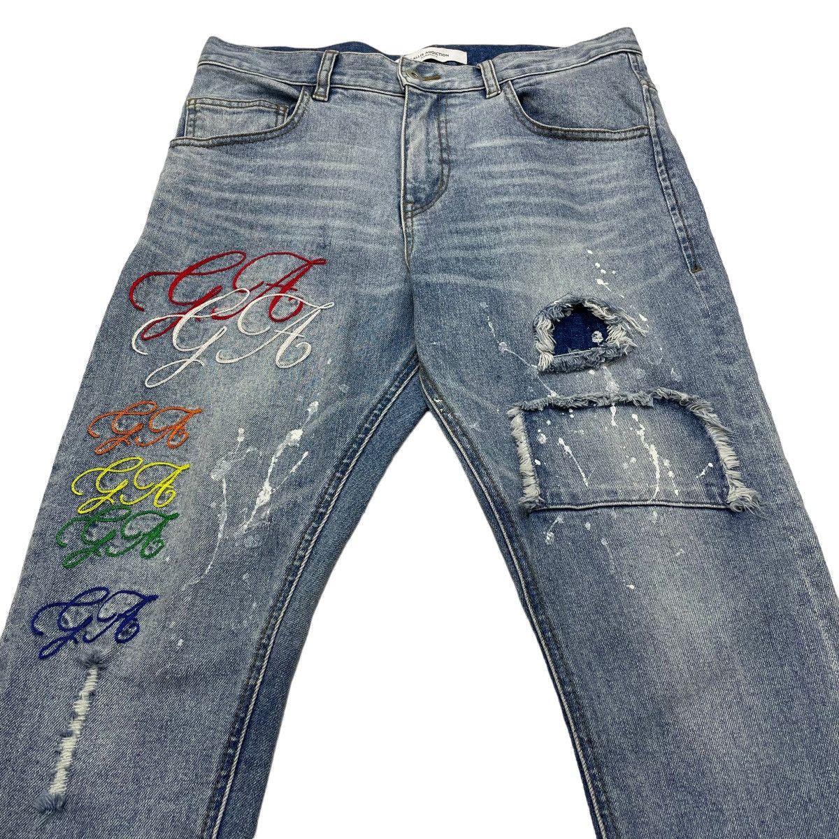14th Addiction 📣Japanese Brand Jack Rose Distressed Denim Slim Fit Size US 32 / EU 48 - 4 Thumbnail