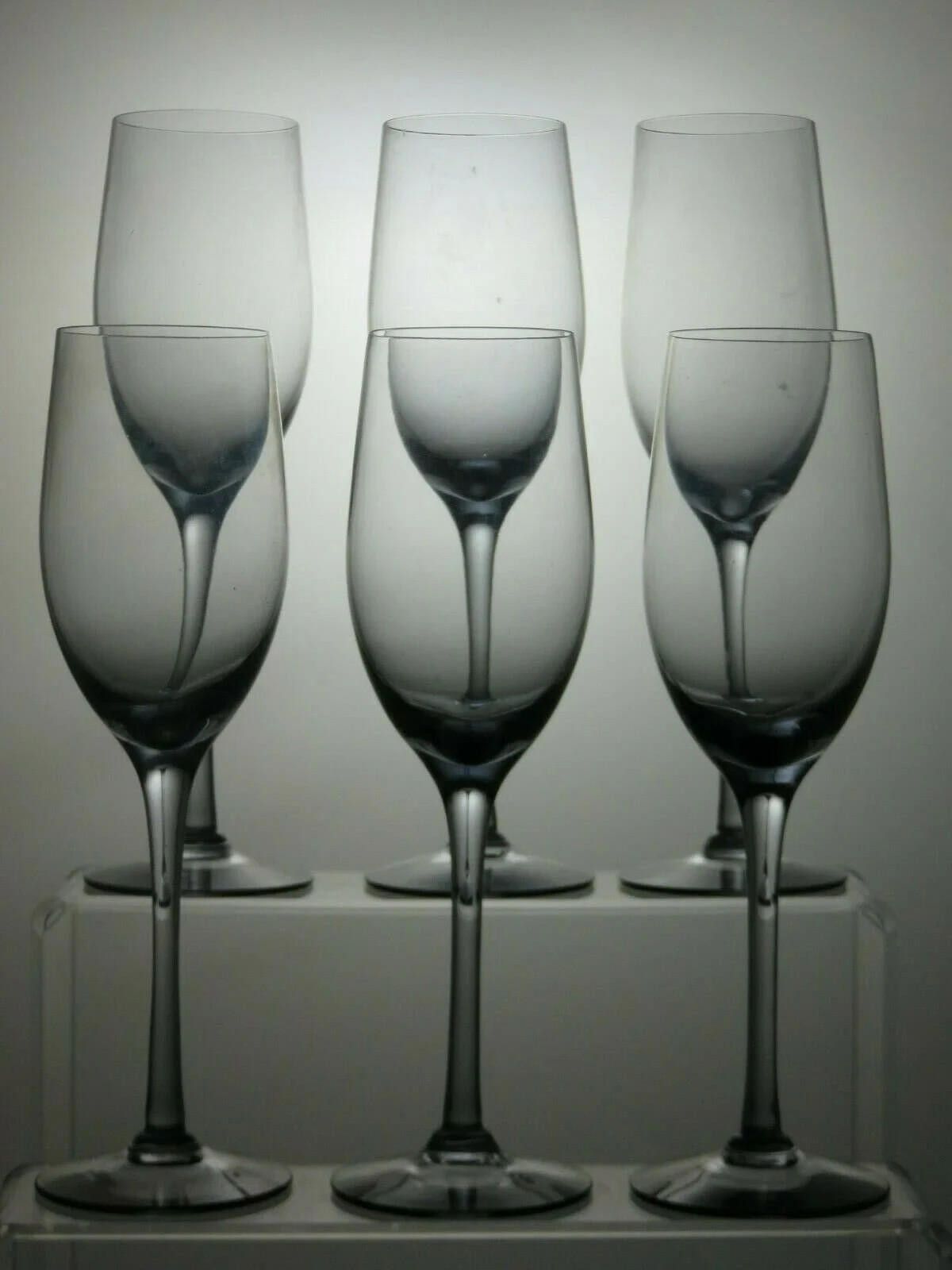 The Unbranded Brand Light Blue/Gray Crystal Set of 6 Champagne Flutes 8" - 22A Size ONE SIZE - 1 Thumbnail