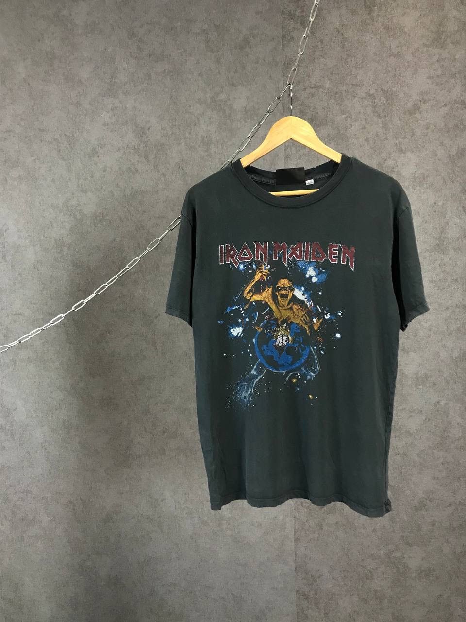 IRON MAIDEN Skull Pattern Band T-Shirt, Men's XXL cotton black type Vintage Second Hand