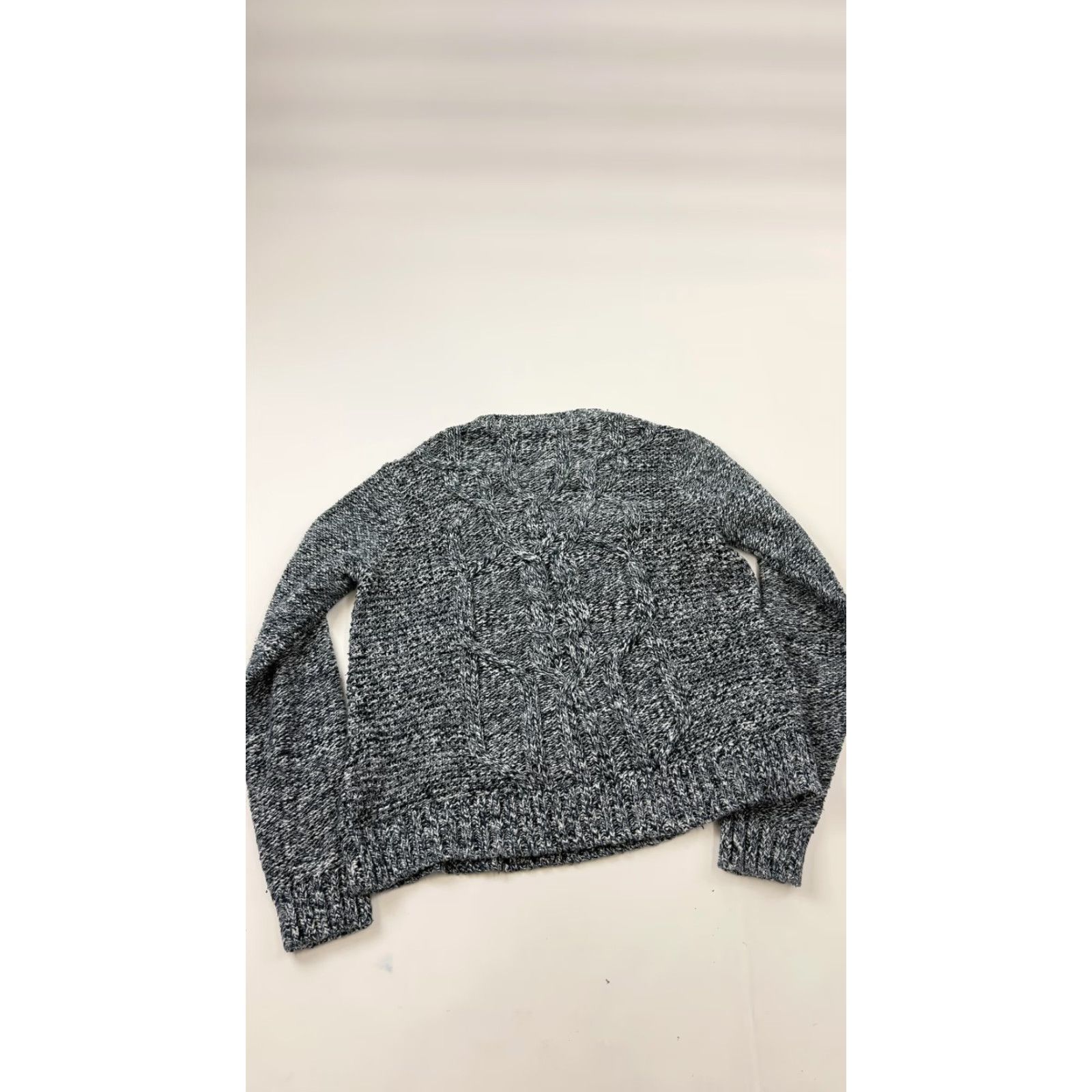 Abercrombie & Fitch Abercrombie & Fitch Sweater Womens Medium Gray Marled Cable Knit Pullover Chunky Crew Neck Knit Size M / US 6-8 / IT 42-44 - 6 Thumbnail