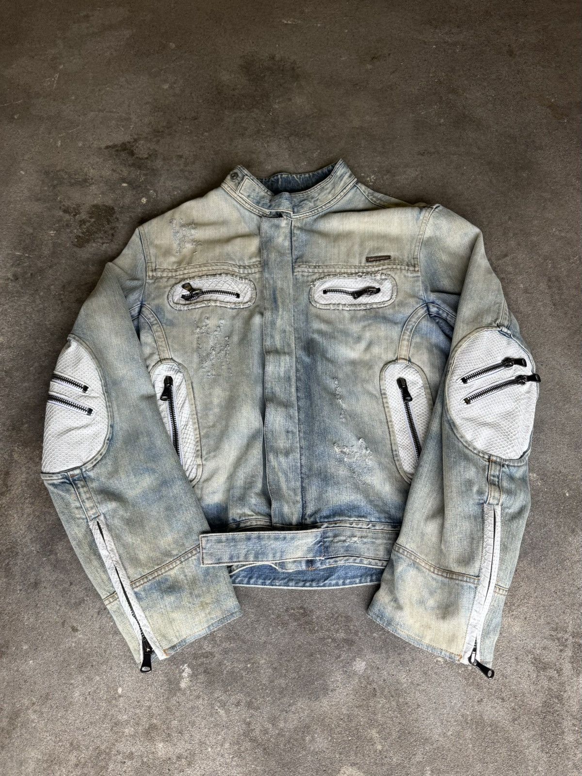 Dolce & Gabbana Dolce & Gabbana Croc Leather Panel Denim Jacket Archive Size US L / EU 52-54 / 3 - 2 Thumbnail