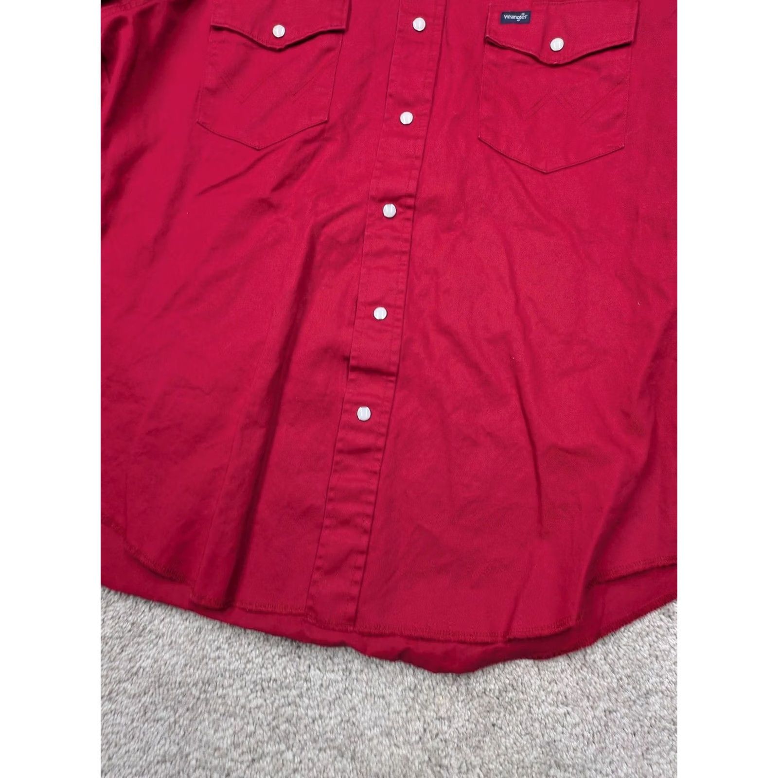 Wrangler Wrangler Shirt Mens Large Red Solid Western Pearl Snap Button Brush Popper Thick Size US L / EU 52-54 / 3 - 2 Thumbnail
