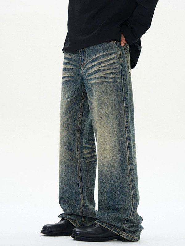 Vintage High street washed vintage distressed straight loose jeans Size US 32 / EU 48 - 3 Thumbnail
