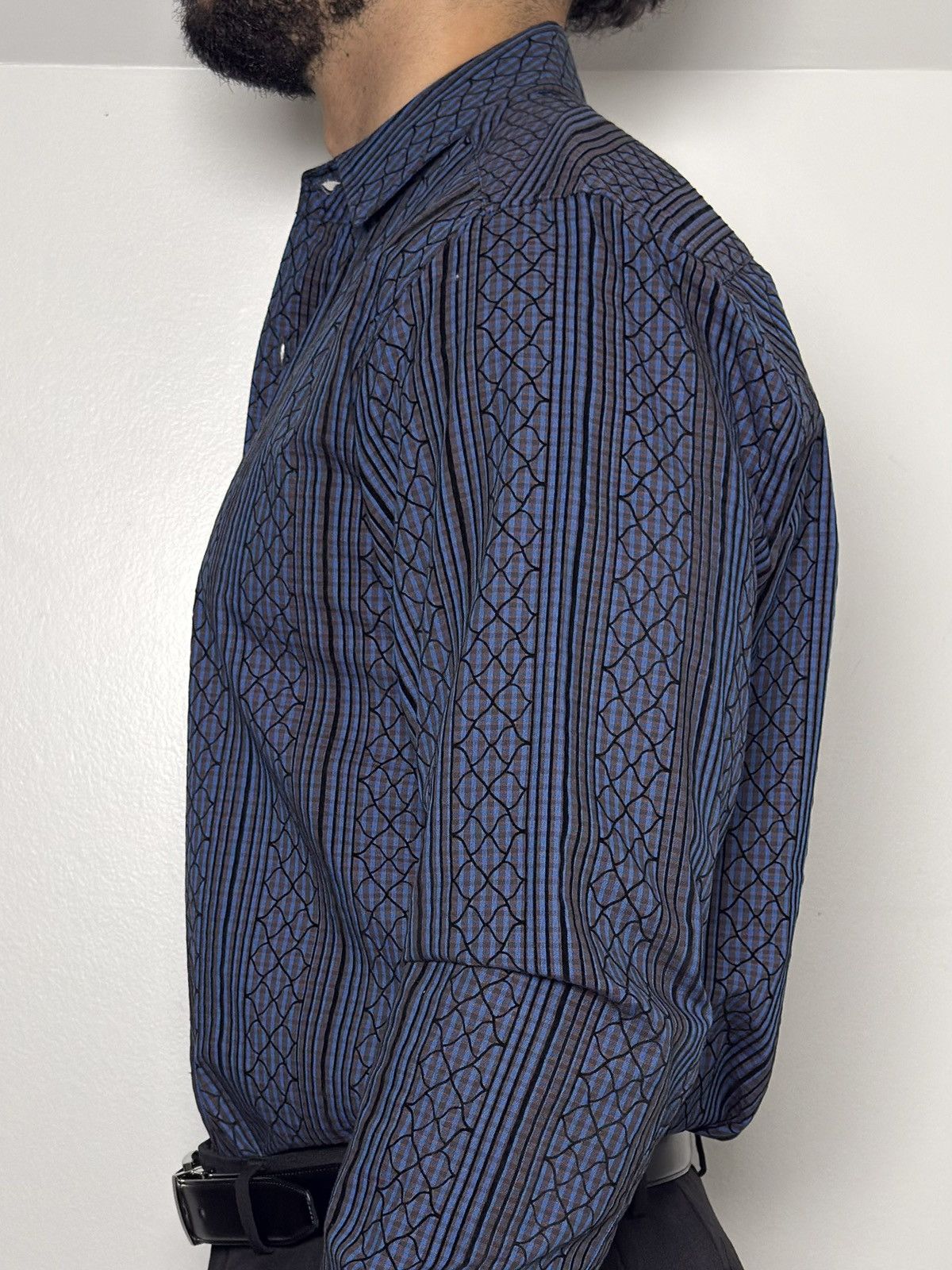 Beverly Hills Polo Club Vintage Blue Patterned Button-Up Shirt Size US S / EU 44-46 / 1 - 2 Thumbnail