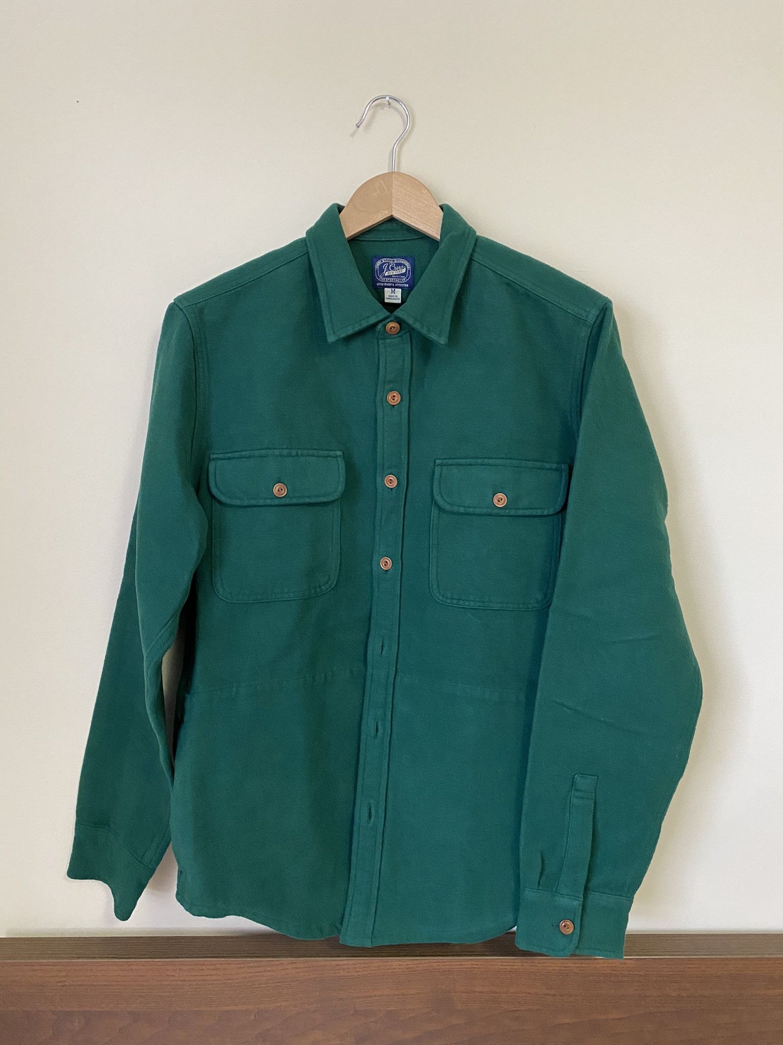 image of J Crew Heavy Chamois Shirt in Green, Men's (Size Medium)