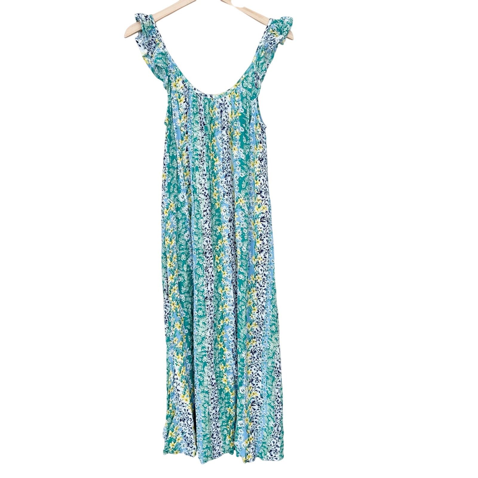 Loft Loft Green Yellow Floral Sleeveless Long Dress Sz S Size S / US 4 / IT 40 - 1 Thumbnail
