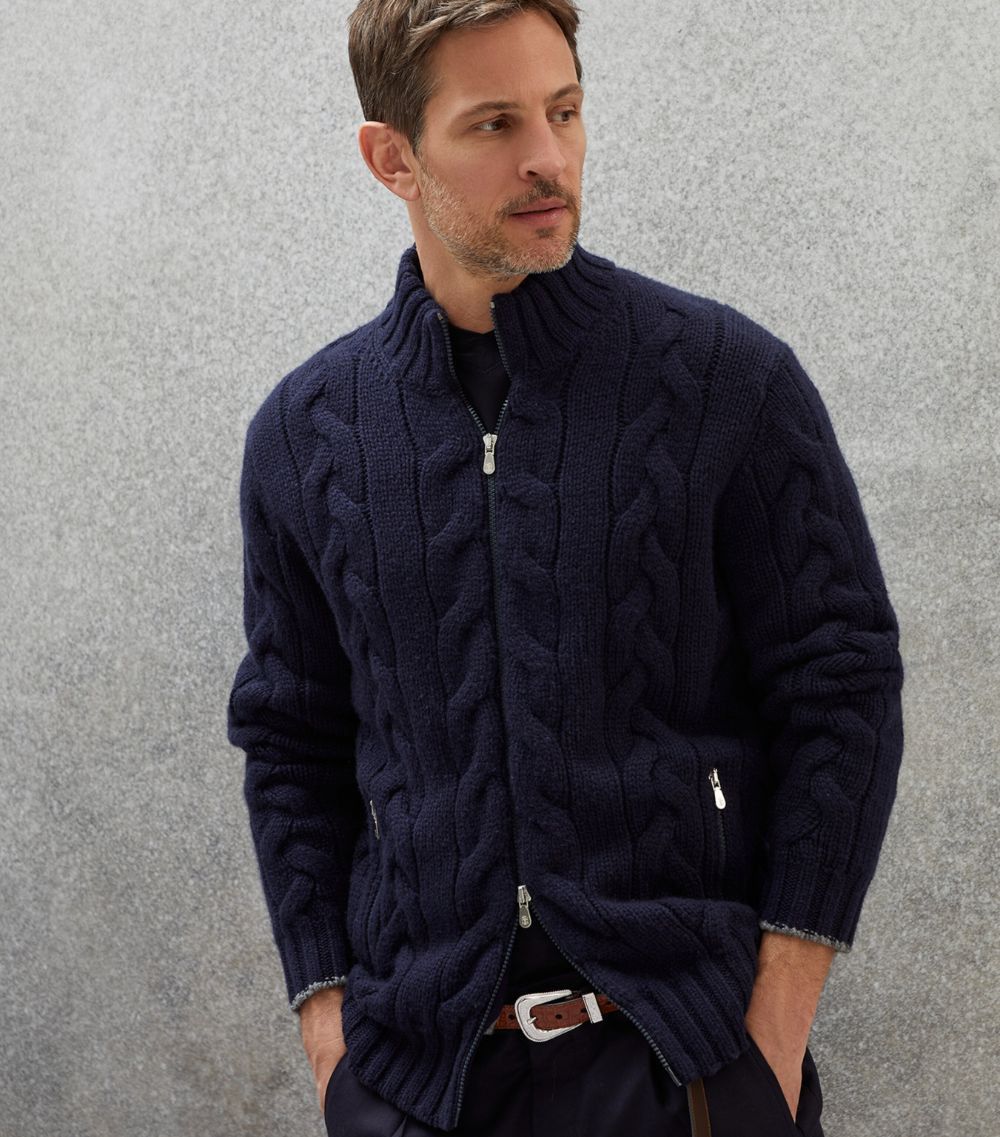 Brunello Cucinelli o1w1db10924 Cashmere Cardigan in Navy Size US M / EU 48-50 / 2 - 1 Thumbnail