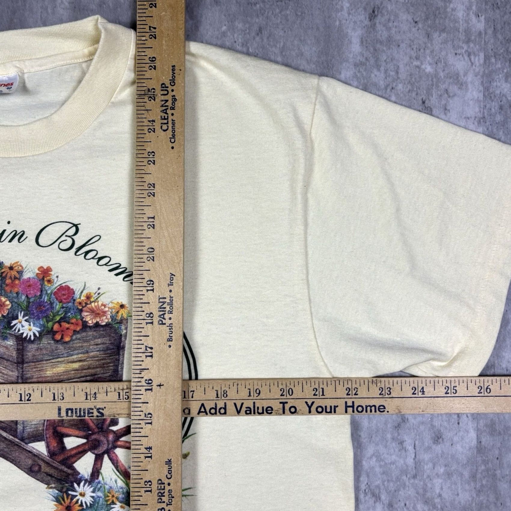 Hanes VINTAGE Beauty In Boom Flower Shop Promo T Shirt Mens L White 90s Graphic Print Crew Neck Short Sleeve Hanes Size US L / EU 52-54 / 3 - 6 Thumbnail