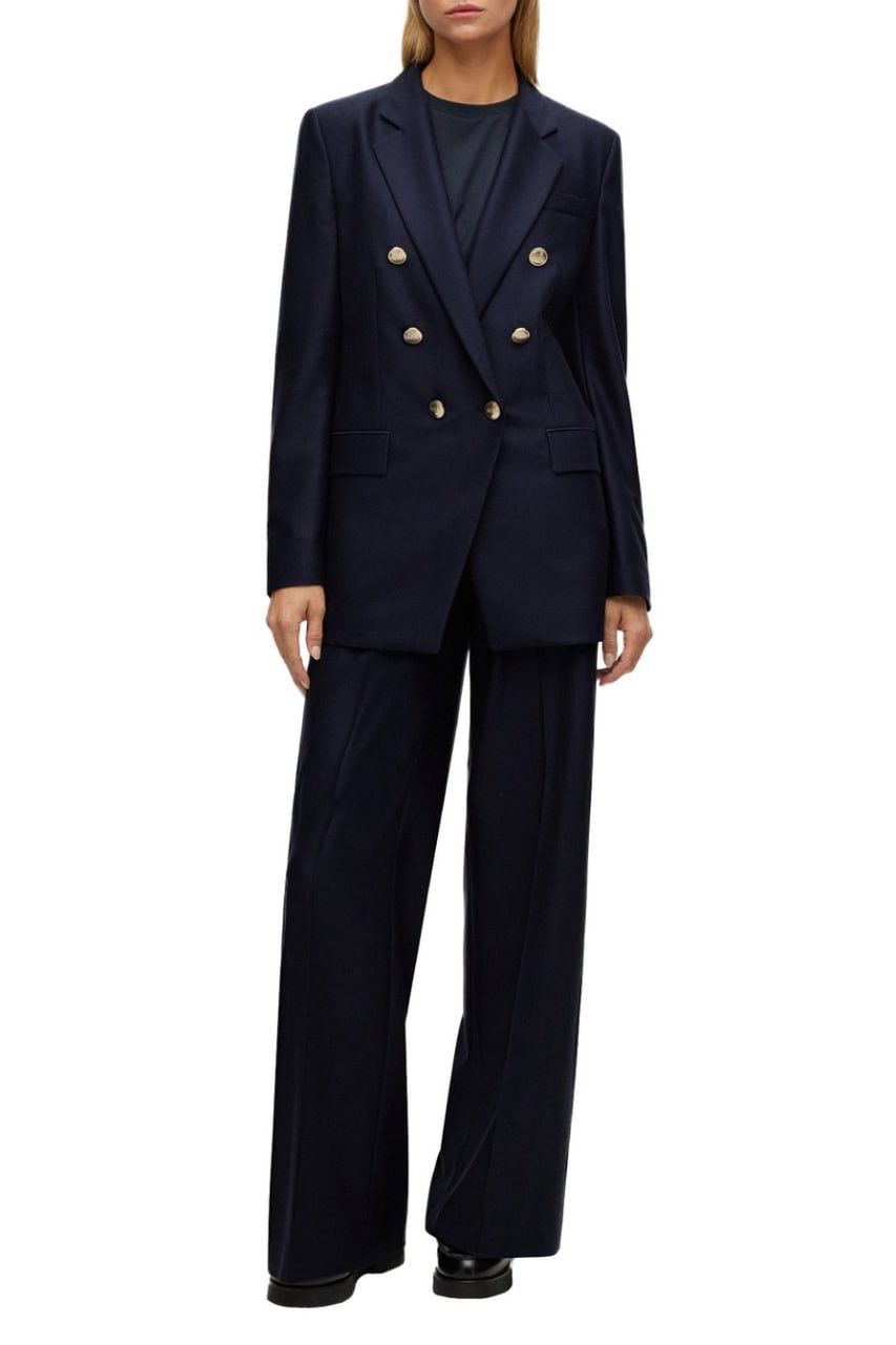Hugo Boss Hugo Boss marzotto Double Breasted Wool Navy blazer Jacket Size XS / US 0-2 / IT 36-38 - 4 Thumbnail