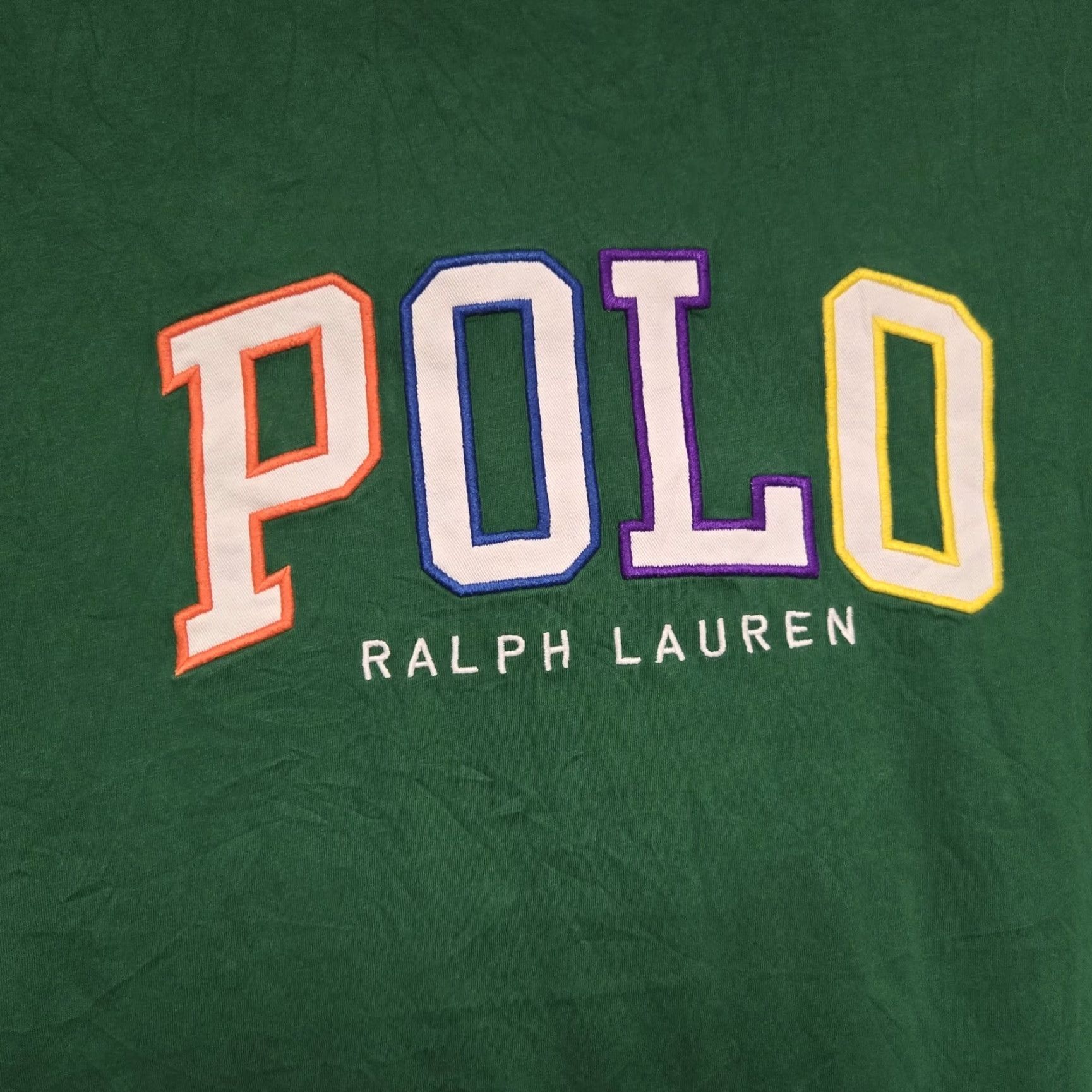 Ralph Lauren Polo Ralph Lauren Green Patch Spellout Classic Fit Tee XL Single Stitch Men T-Shirt Dictionary: Stitch Green, XL, Regular Size Size US XL / EU 56 / 4 - 5 Thumbnail