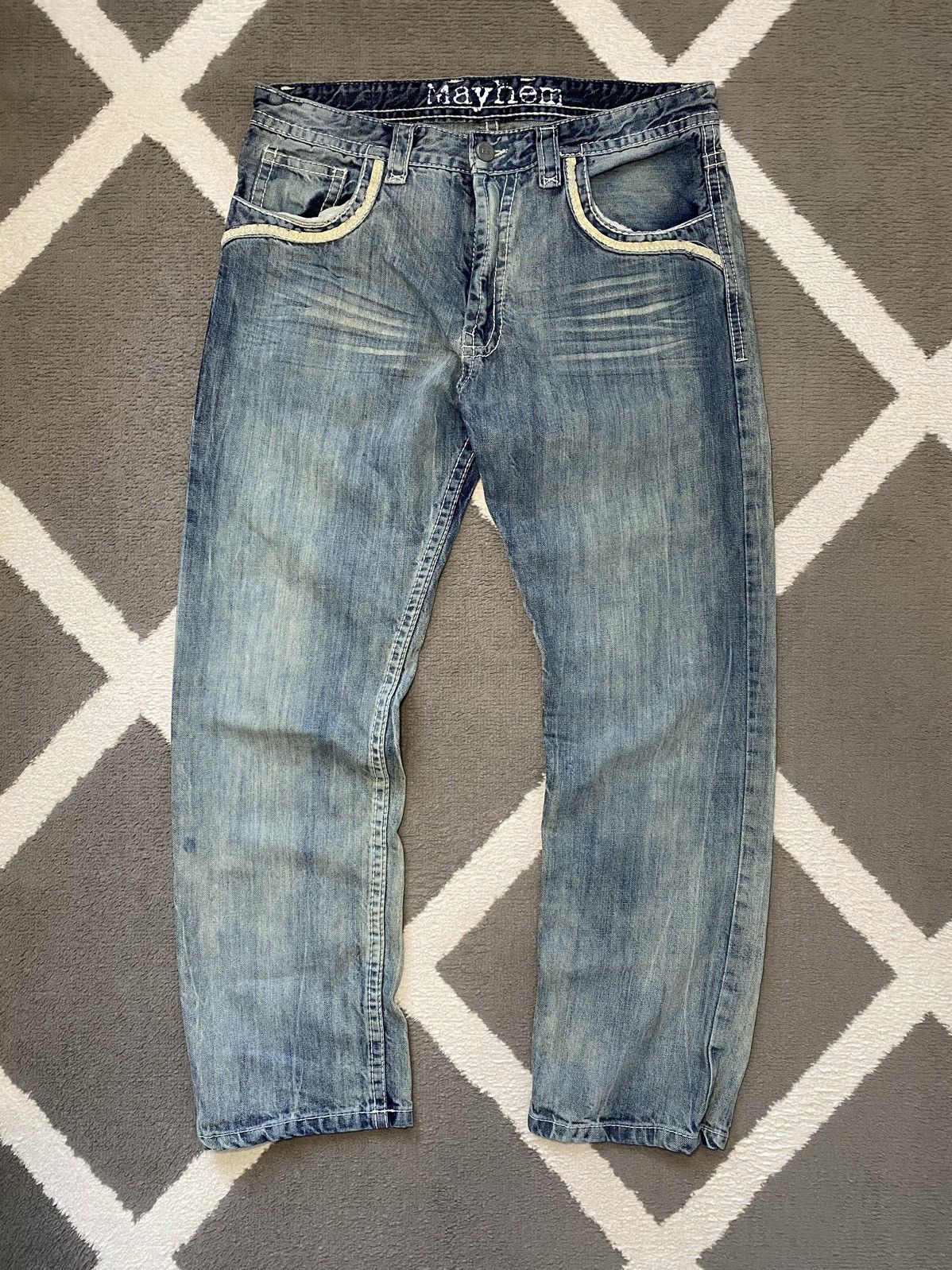 Affliction × True Religion × Vintage Project Mayhem vintage look washed denim straight pants Size US 36 / EU 52 - 6 Thumbnail
