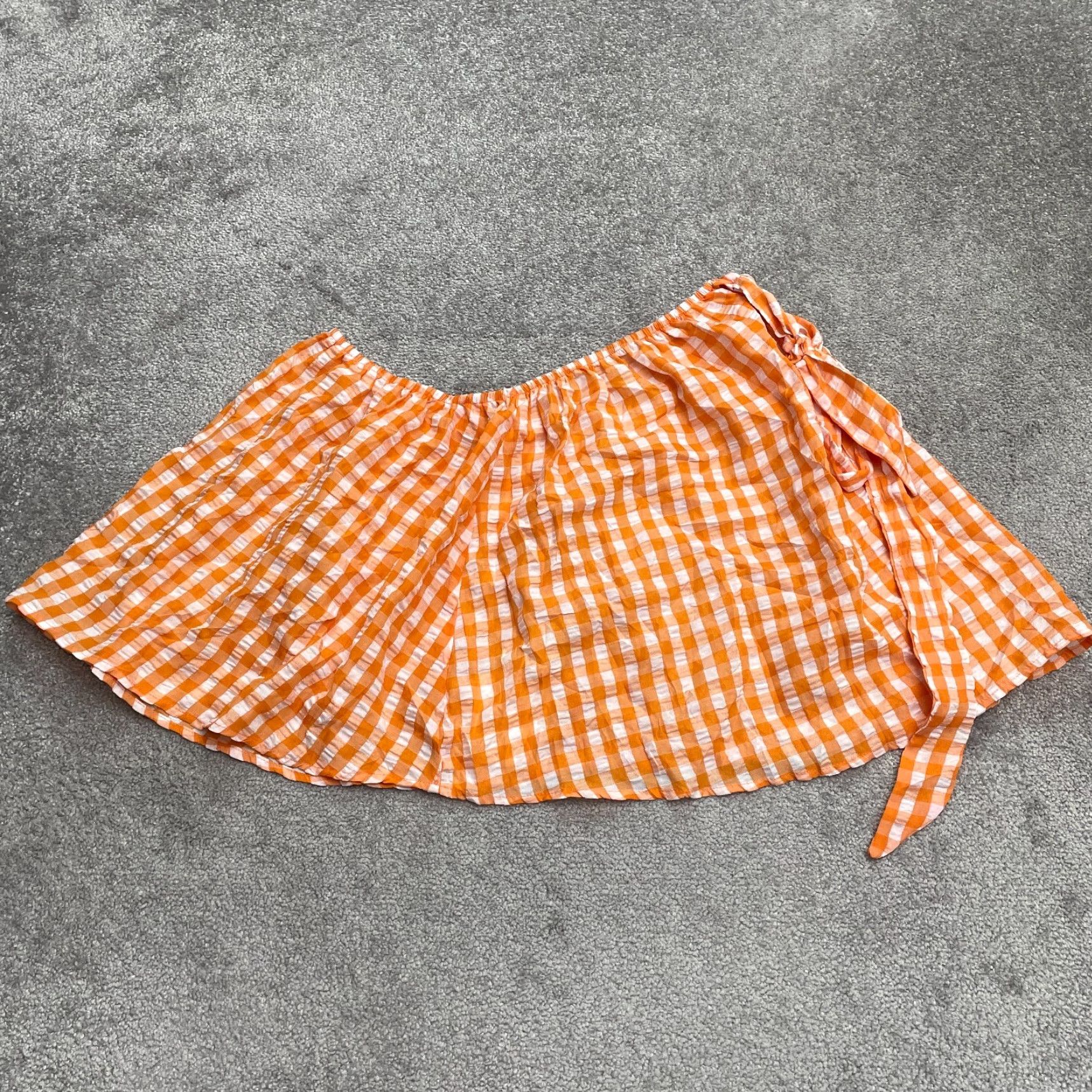 Shein SheIn Cropped Top Off Shoulder Check Orange White XL Women NWT Summer Knit Blouse Short Sleeve Casual Shirt Plus Size Womens Size XL / US 12-14 / IT 48-50 - 2 Thumbnail
