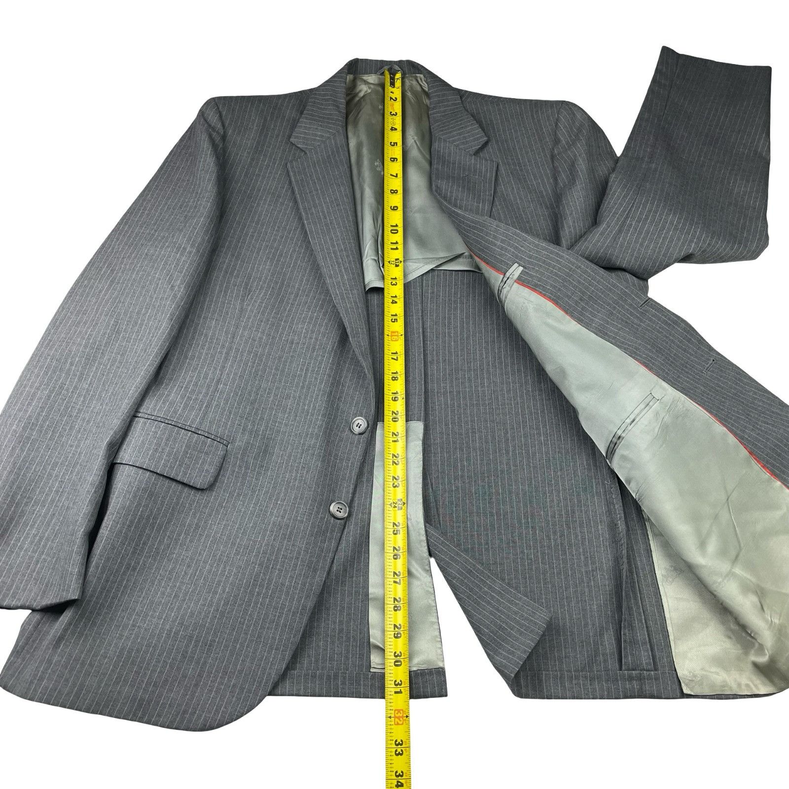 Stafford VTG Stafford Men's 100% Wool 2-Button Suit Gray Stripe • 46R Size 46R - 7 Thumbnail