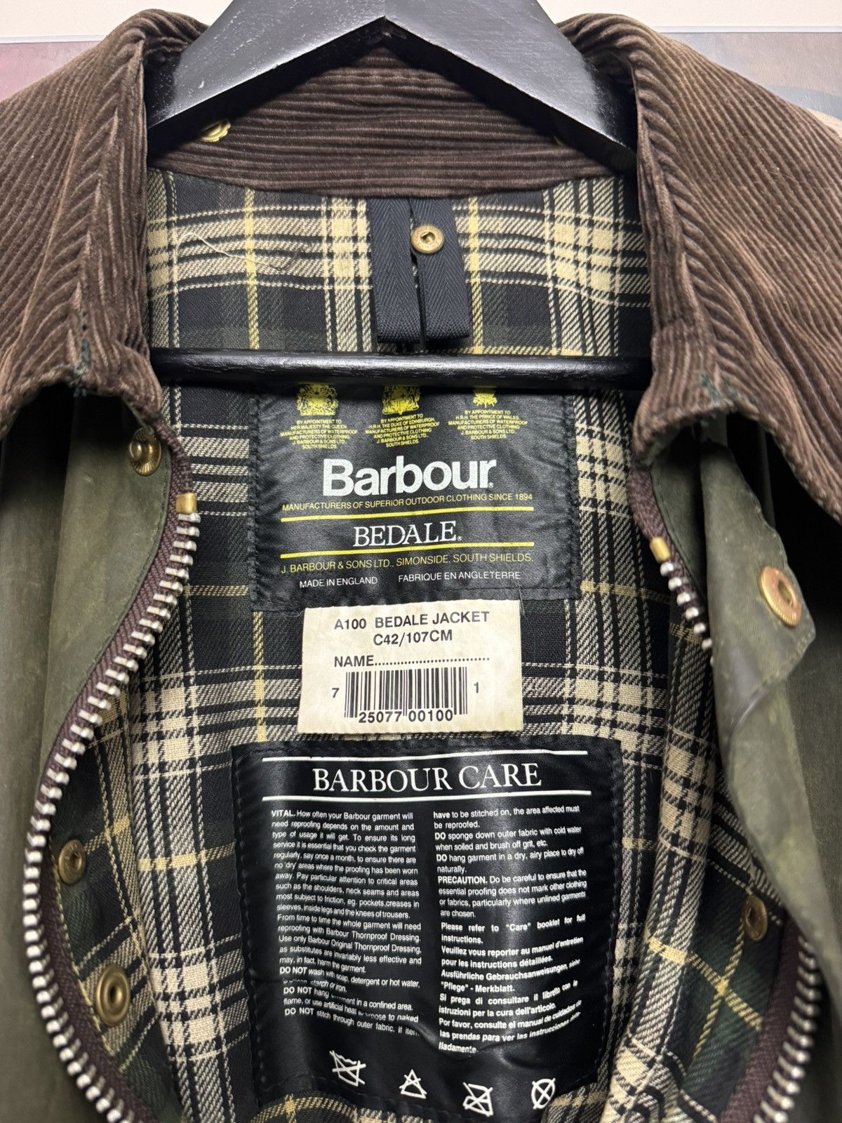 Barbour Vintage Distressed Barbour Bedale Waxed Jacket Corduroy Rare Size US M / EU 48-50 / 2 - 4 Thumbnail