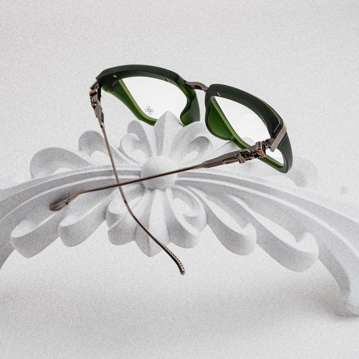 Chrome Hearts CHROME HEARTS TRYDIXAGAIN DARK OLIVE/ANTIQUE SILVER GLASSES Size ONE SIZE - 7 Thumbnail