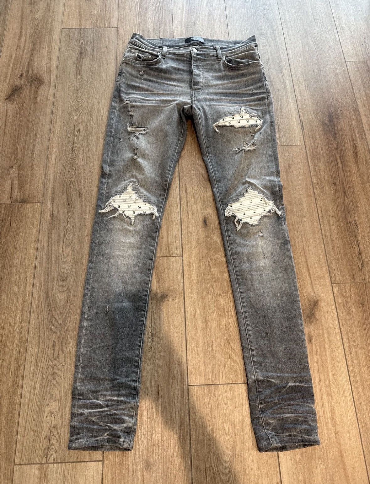 AMIRI MX2 Bandana Zip Knee Skinny Jeans Black Men's - SS21 - GB