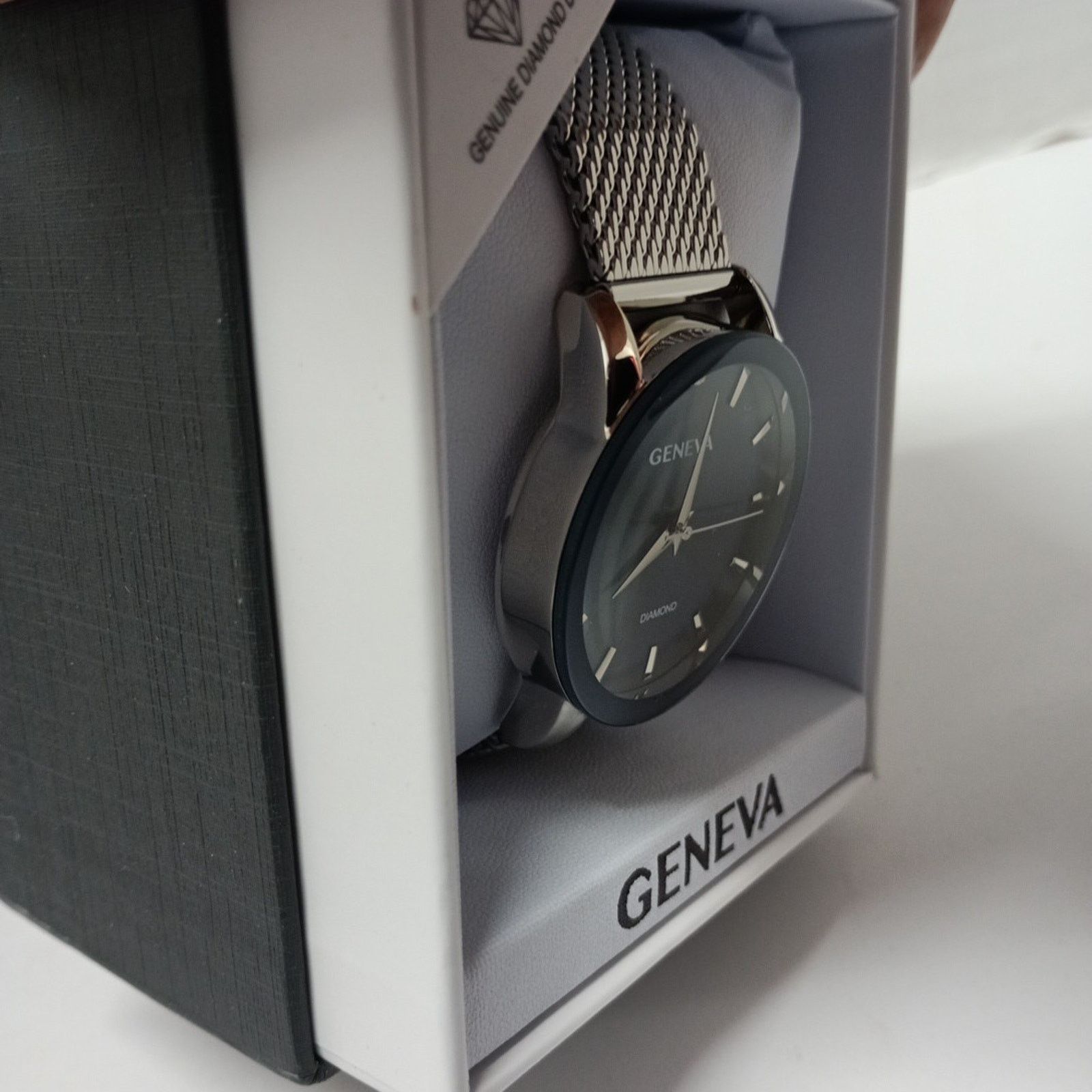 Geneva New Geneva Diamond Quartz Watch Silver Tone Blue Dial Size ONE SIZE - 3 Thumbnail