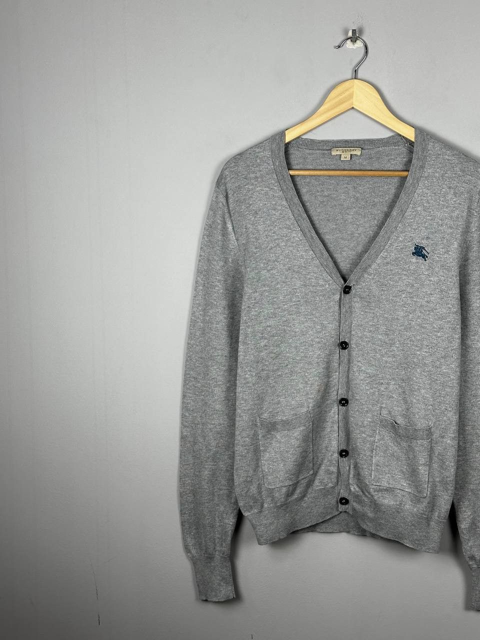 Burberry Burberry Brit Grey Cotton Cardigan Mini Logo Sweater Size US M / EU 48-50 / 2 - 2 Thumbnail
