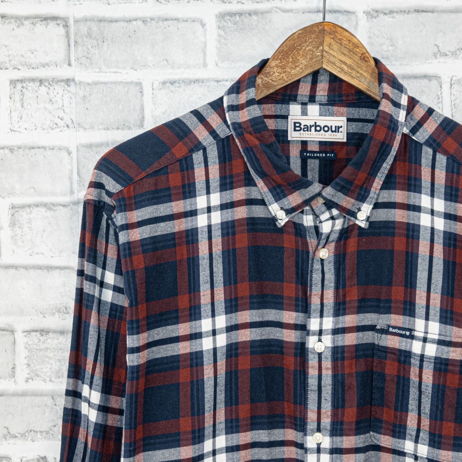 Barbour Barbour Tailored fit Button Down Flannel Shirt Blue Red Paid Size US XL / EU 56 / 4 - 4 Thumbnail