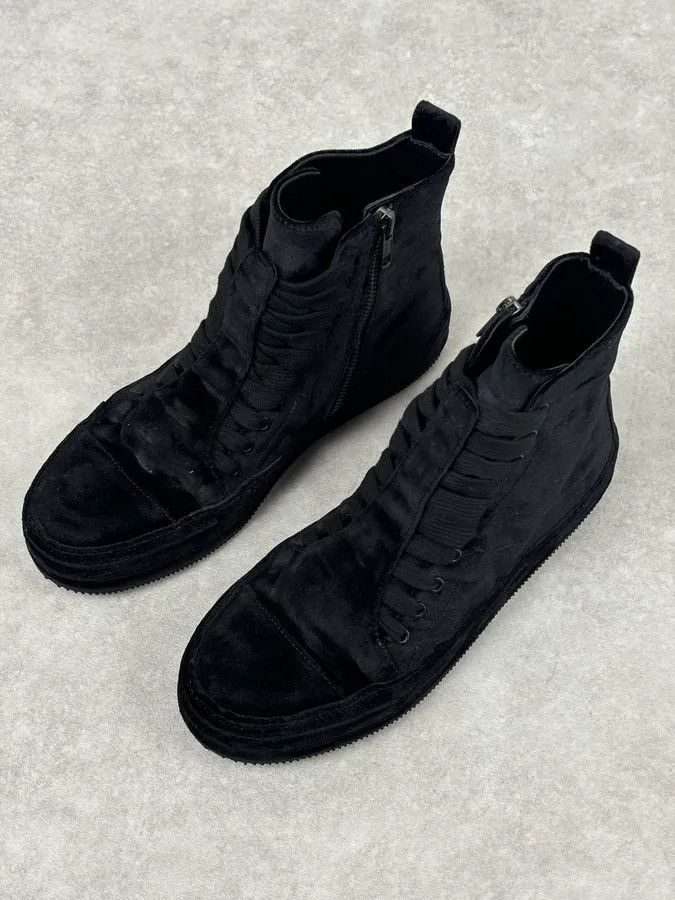 Ann Demeulemeester Ann Demeulemeester Black Velvet High-Top Sneakers Size US 7 / EU 40 - 4 Thumbnail