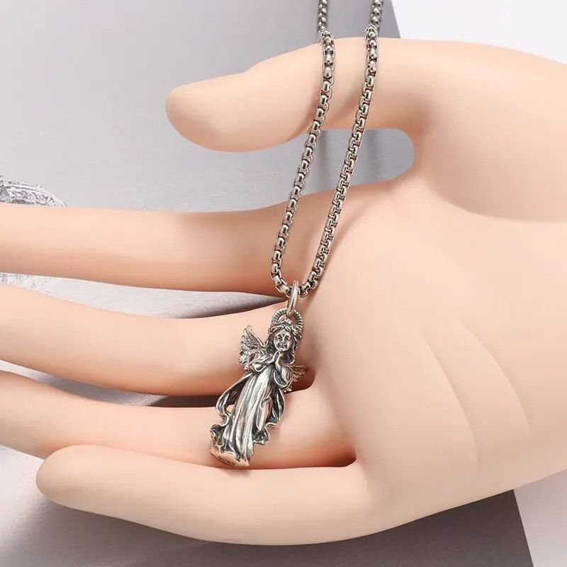 Jewelry Vintage Silver Angel Pendant Necklace Size ONE SIZE - 2 Thumbnail