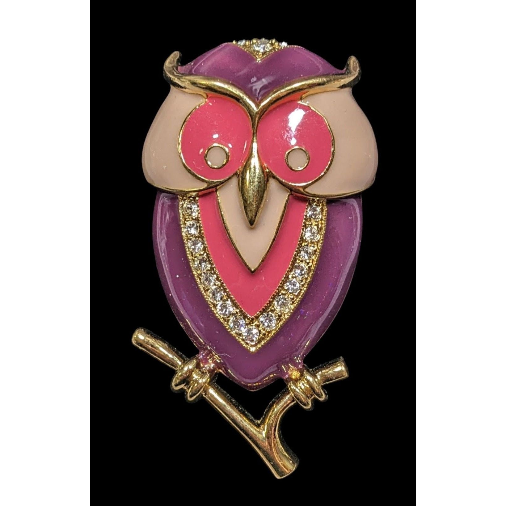 Other Vintage Marie Whimsical Owl Brooch Pink And Purple With Crys Size ONE SIZE - 1 Thumbnail