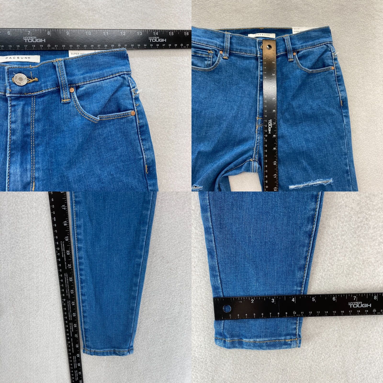 Pacsun PacSun Jeggings Women's 24 Blue Distressed Denim Stretch High Rise Skinny Jeans Size 42" / US 20 - 8 Thumbnail