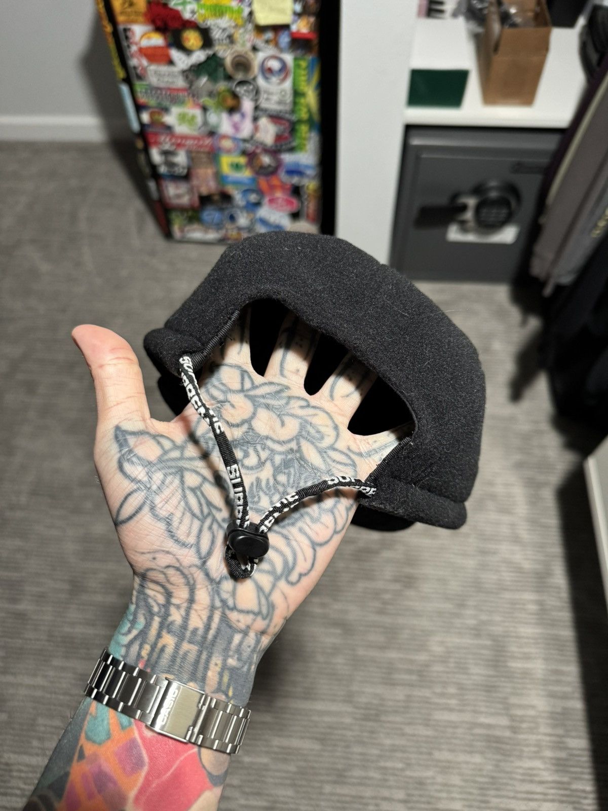Supreme Supreme Fleece Pullcord Camp Cap Black FW18 Size ONE SIZE - 2 Thumbnail