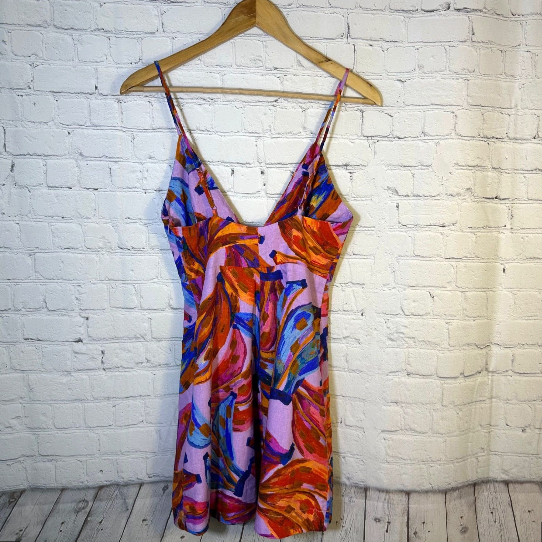 Farm Rio VINTAGE Farm Rio Coloured Bananas Mini Dress Purple Tropical Linen Blend XS New 302112 Size XS / US 0-2 / IT 36-38 - 5 Thumbnail