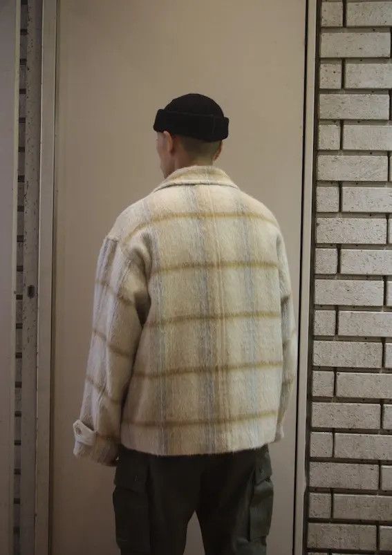 Auralee Suri Alpaca Shaggy Blouson - Lime Yellow Check