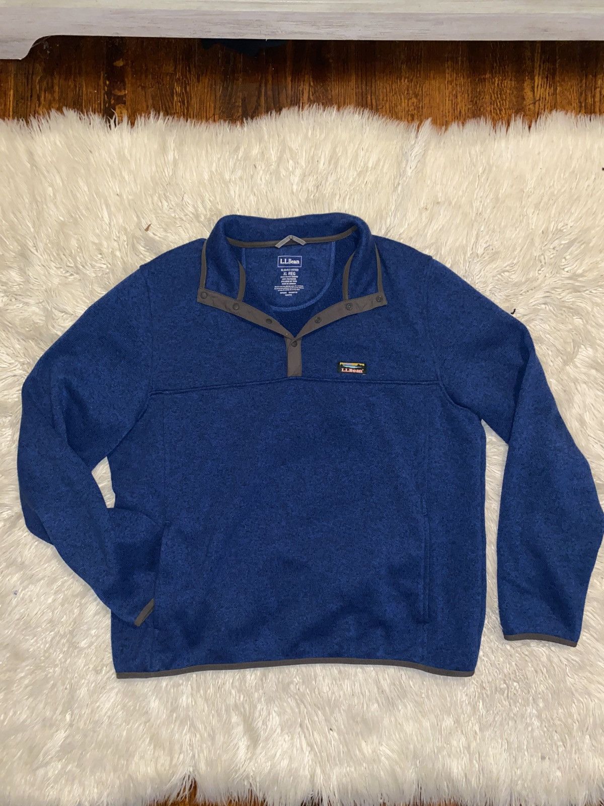 L.L. Bean L.L Bean Sweater Blue Quarter Button Size US XL / EU 56 / 4 - 2 Thumbnail