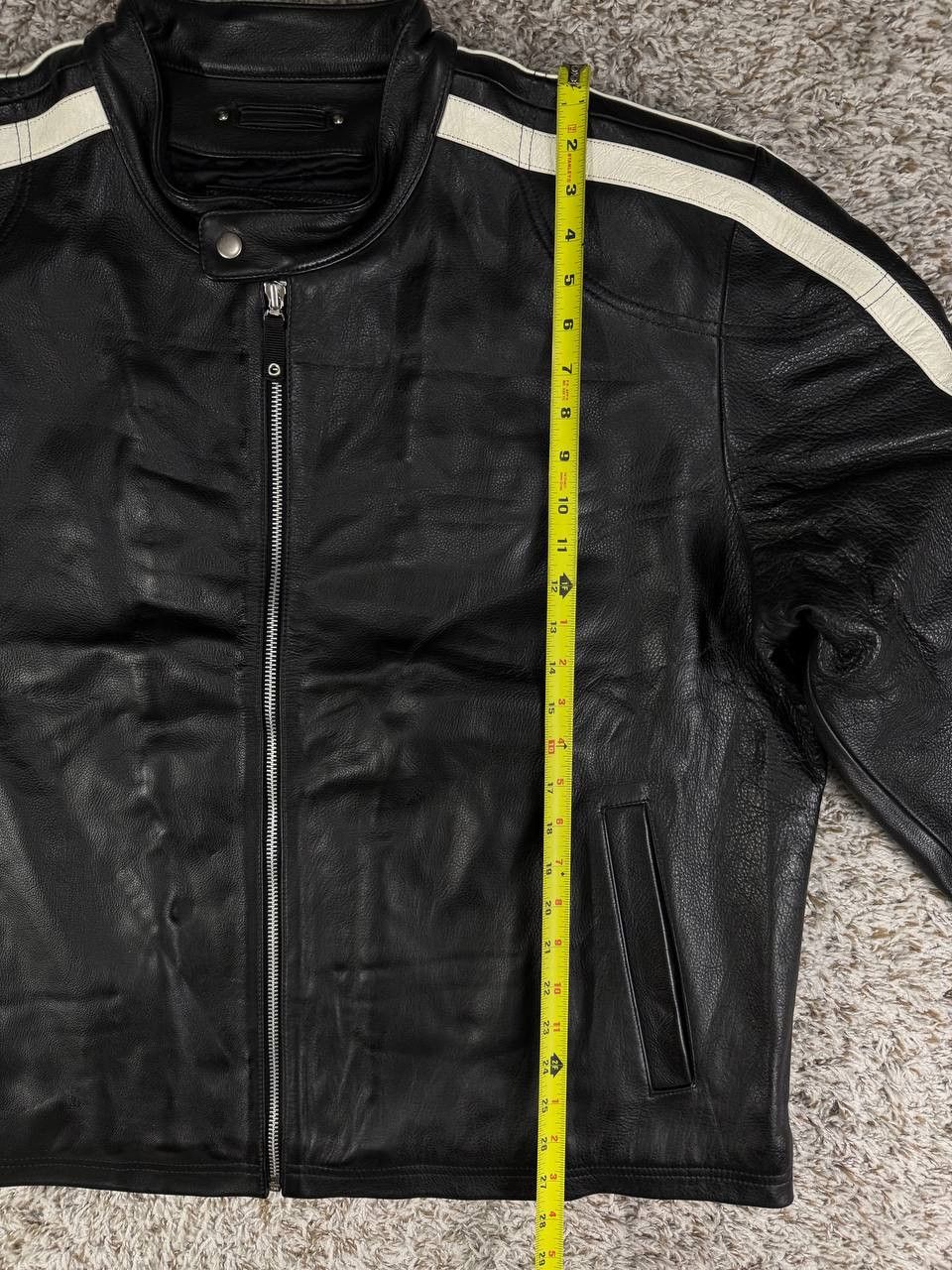 Genuine Leather Leather Works Genuine Leather Biker Jacket White Stripes Size US XXL / EU 58 / 5 - 6 Thumbnail