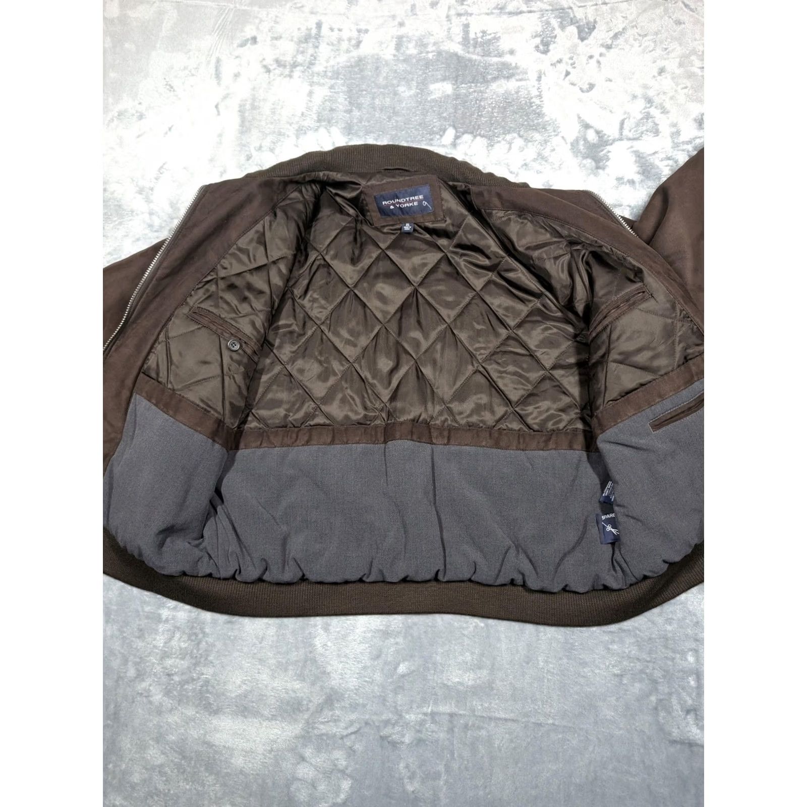 Roundtree & Yorke Roundtree & Yorke Jacket Mens XL Brown Bomber Zip Quilted Microfiber Size US XL / EU 56 / 4 - 6 Thumbnail