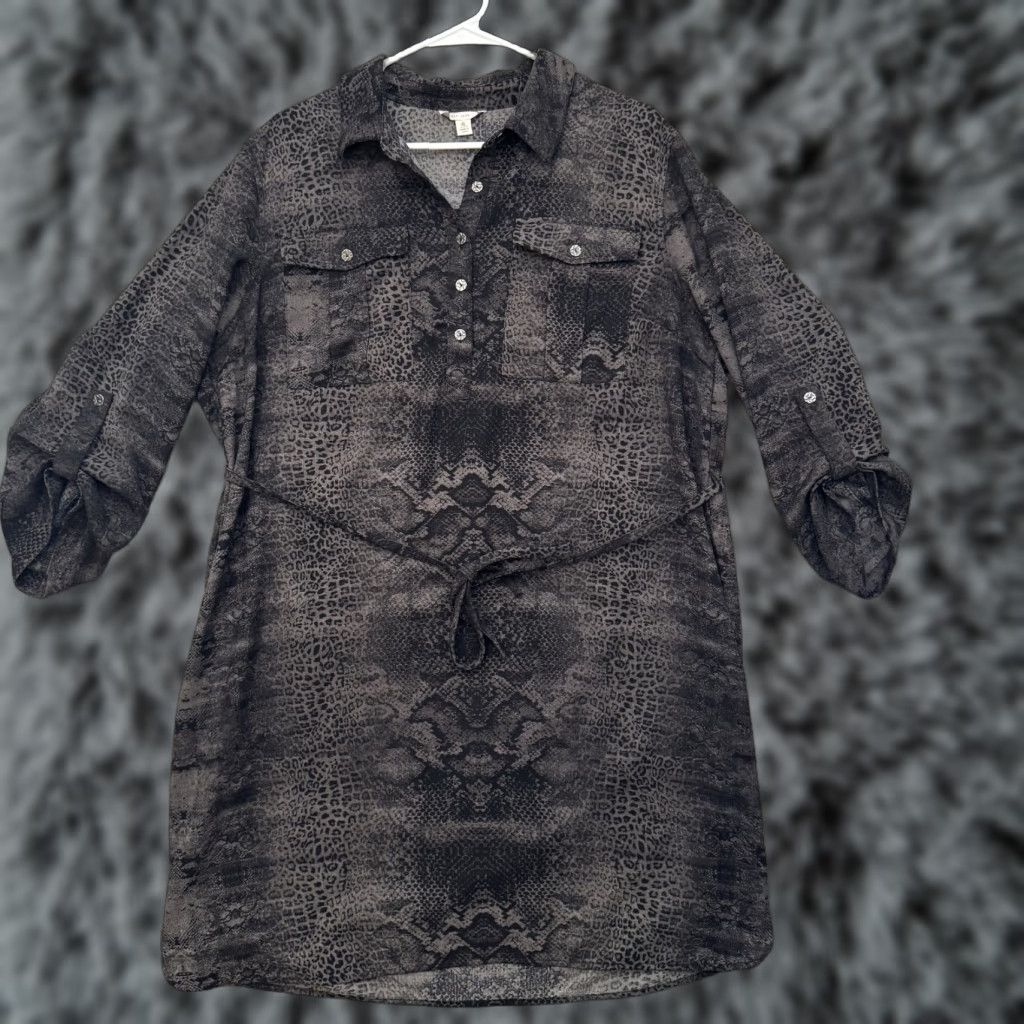 Vintage Animal Print Shirt Dress XL Belted Pockets Mob Wife Safari Boho Statement Resort Size XL / US 12-14 / IT 48-50 - 1 Thumbnail