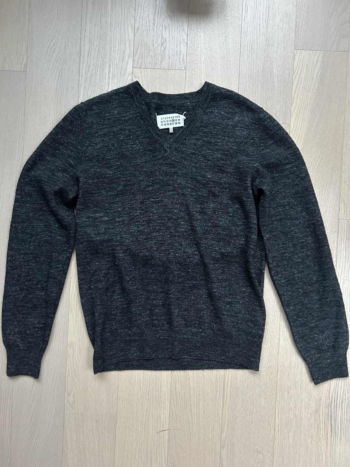 Maison Margiela Maison Margiela Black V Neck Wool Sweater Size US M / EU 48-50 / 2 - 1 Thumbnail