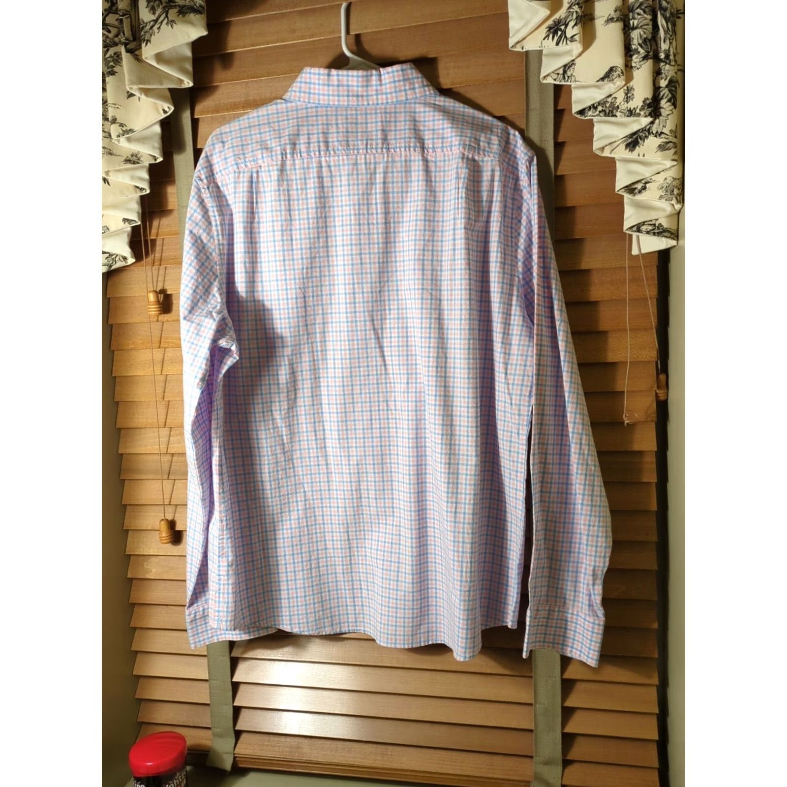 Vintage Goodfellow & Co Dress Shirt XL Slim Blue Pink Plaid Stretch 1 Pocket NWT Shirt Mens Slim Fit Blue/Pink Size 46R - 4 Thumbnail