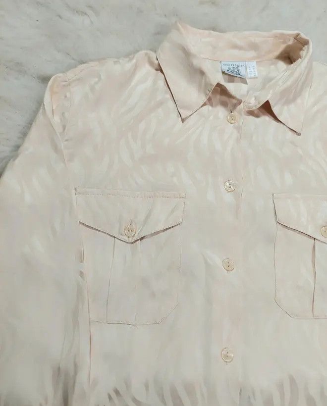 100% silk shirt ecru cream luxury soft 80s 90s vintage