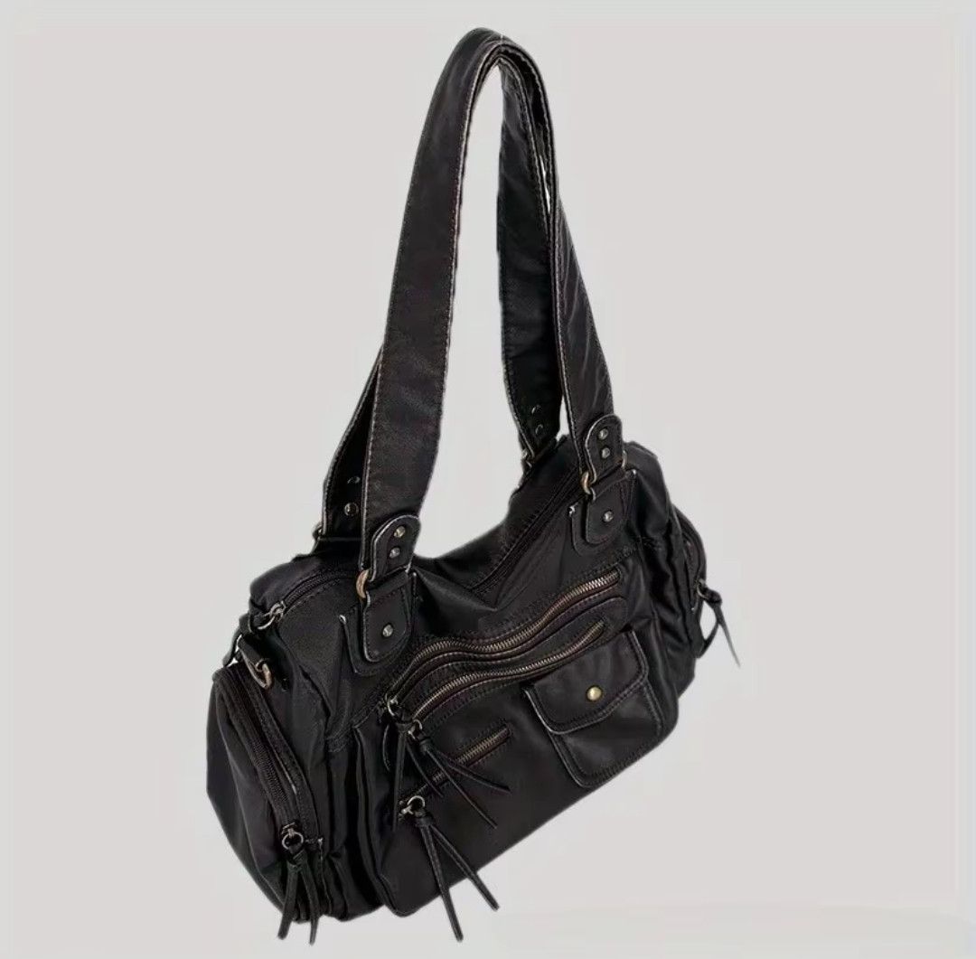 Leather × Vintage Ladies' Vintage Multi-Zipper Motorcycle Tote Bag Size ONE SIZE - 5 Thumbnail