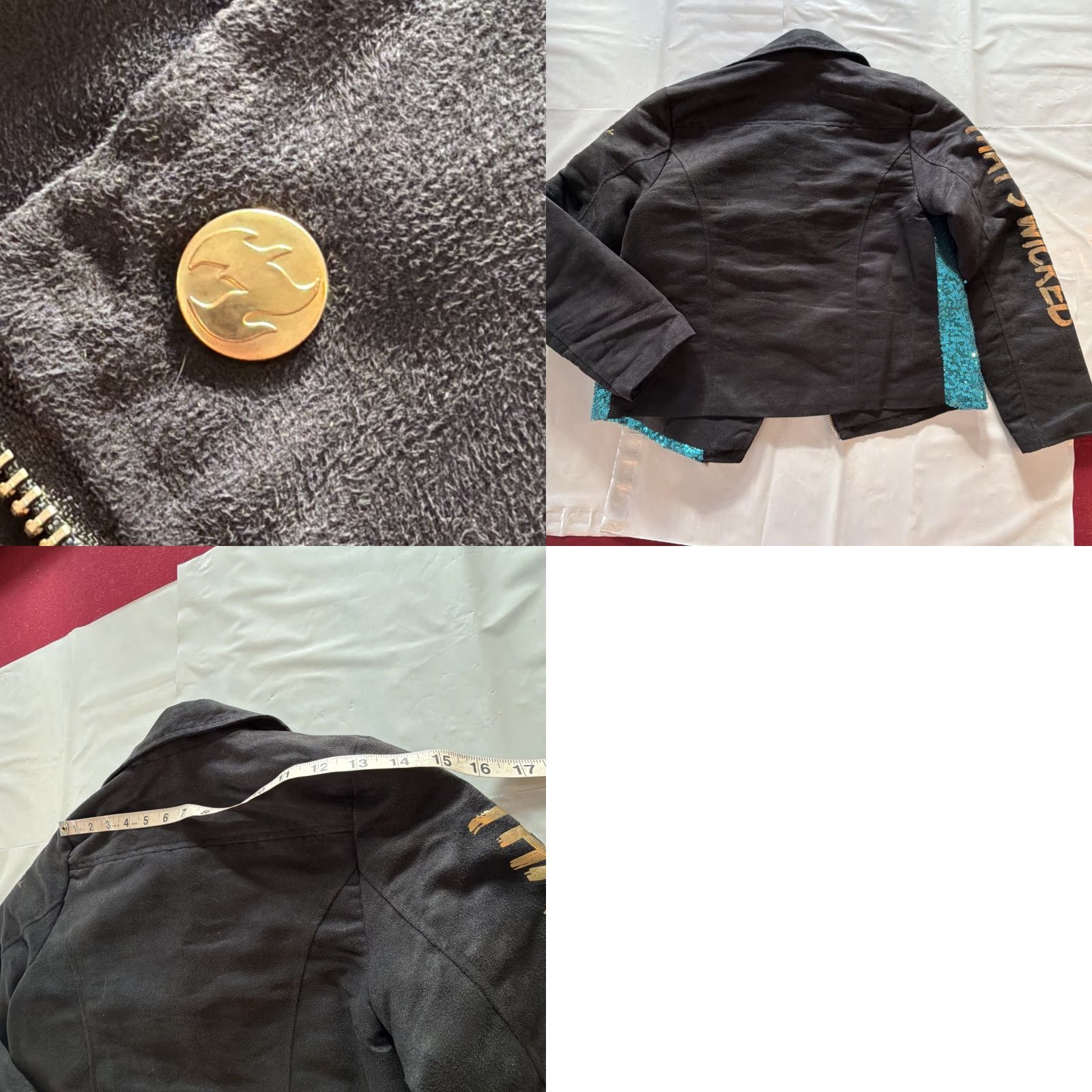 Disney Disney Descendants Uma Moto Black Aqua Gold Wicked Fierce Biker Jacket Womens S Size S / US 4 / IT 40 - 10 Thumbnail